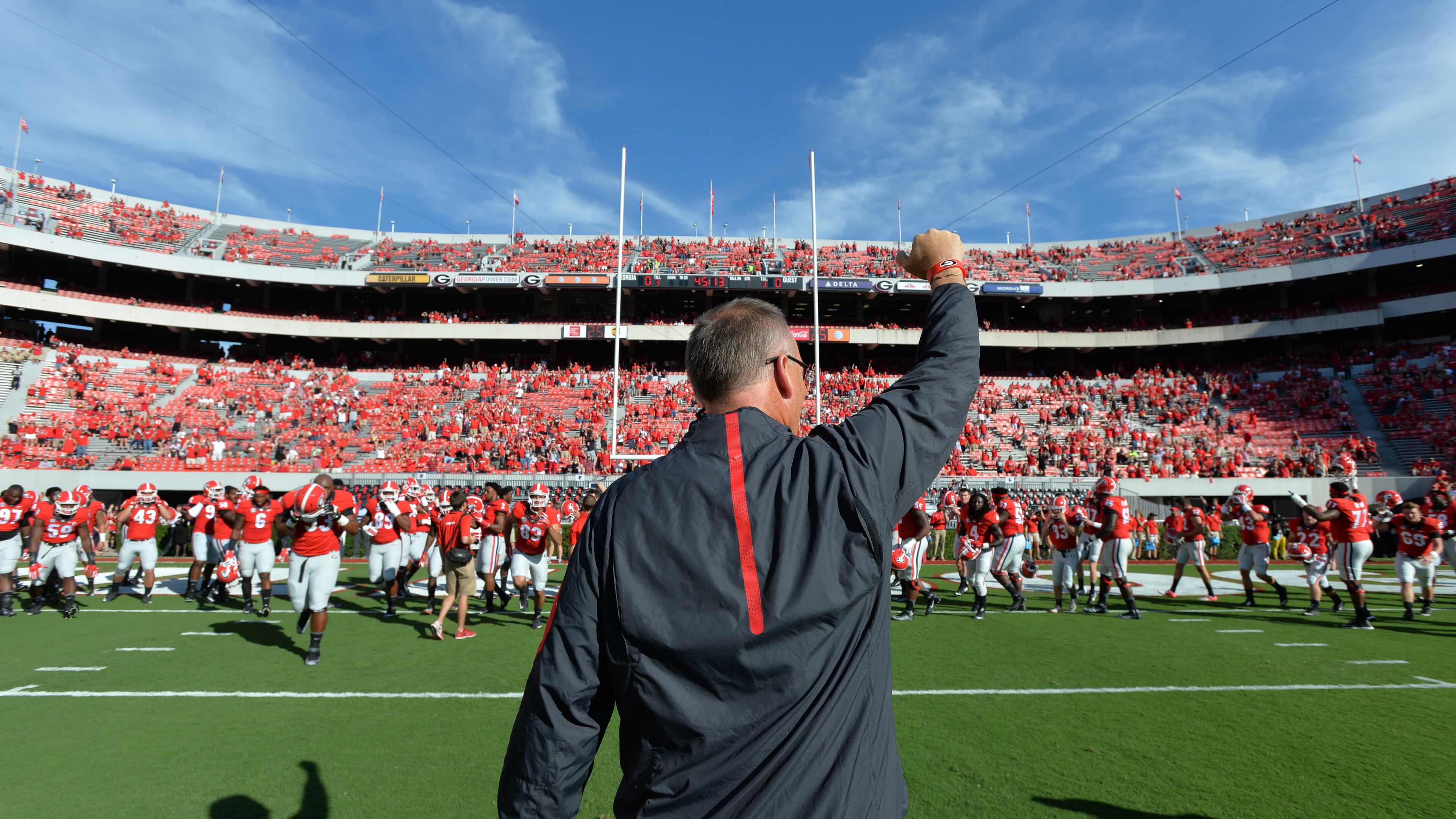Georgia is 4-0 but Mark Richt knows the first big test for his team will come in the next game against Alabama. (Brant Sanderlin / bsanderlin@ajc.com)