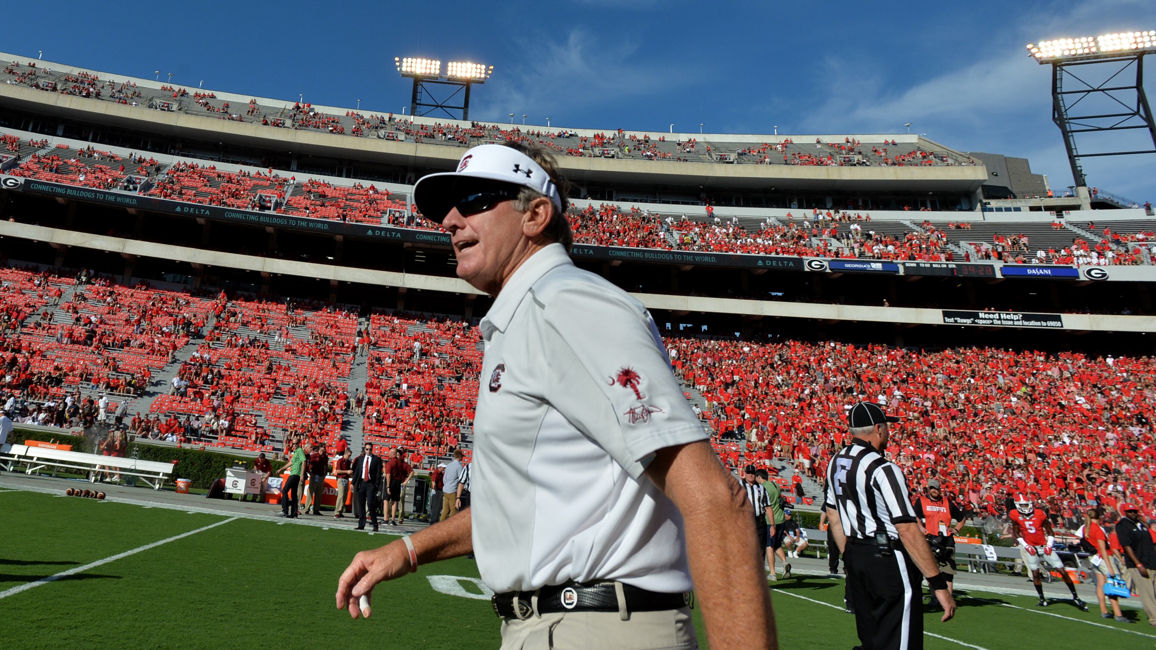 South Carolina head coach Steve Spurrier prepares to take on Mark Richt and the Georgia Bulldogs Saturday, Sept. 19, 2015, in Athens.