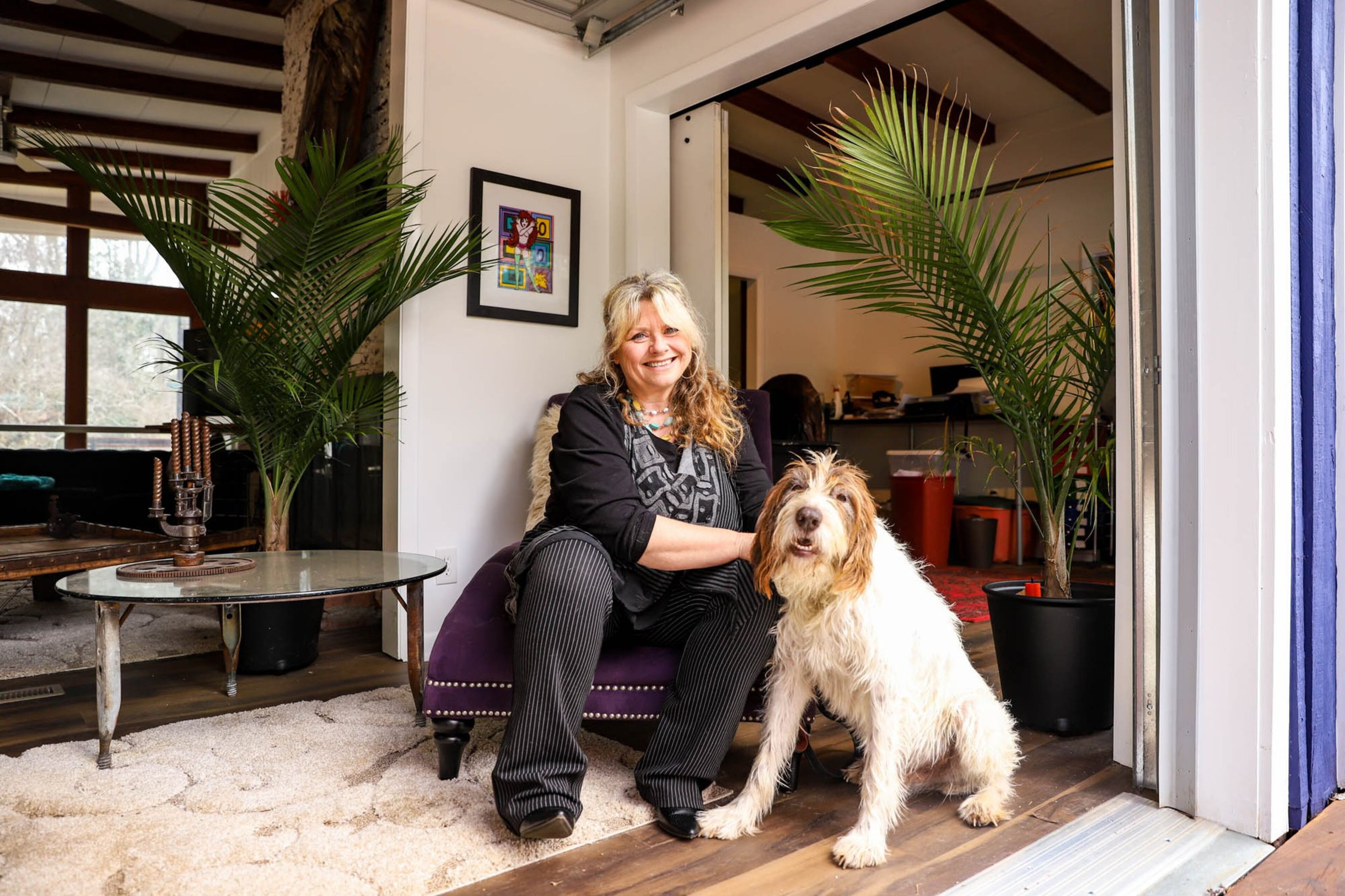 Michaela Graham bought her College Park home in 2019. She lives there with her German wirehaired pointer named Dude. She is a semi-retired real estate investor. Text by Shannon Dominy. Photo by Reynolds Rogers.
