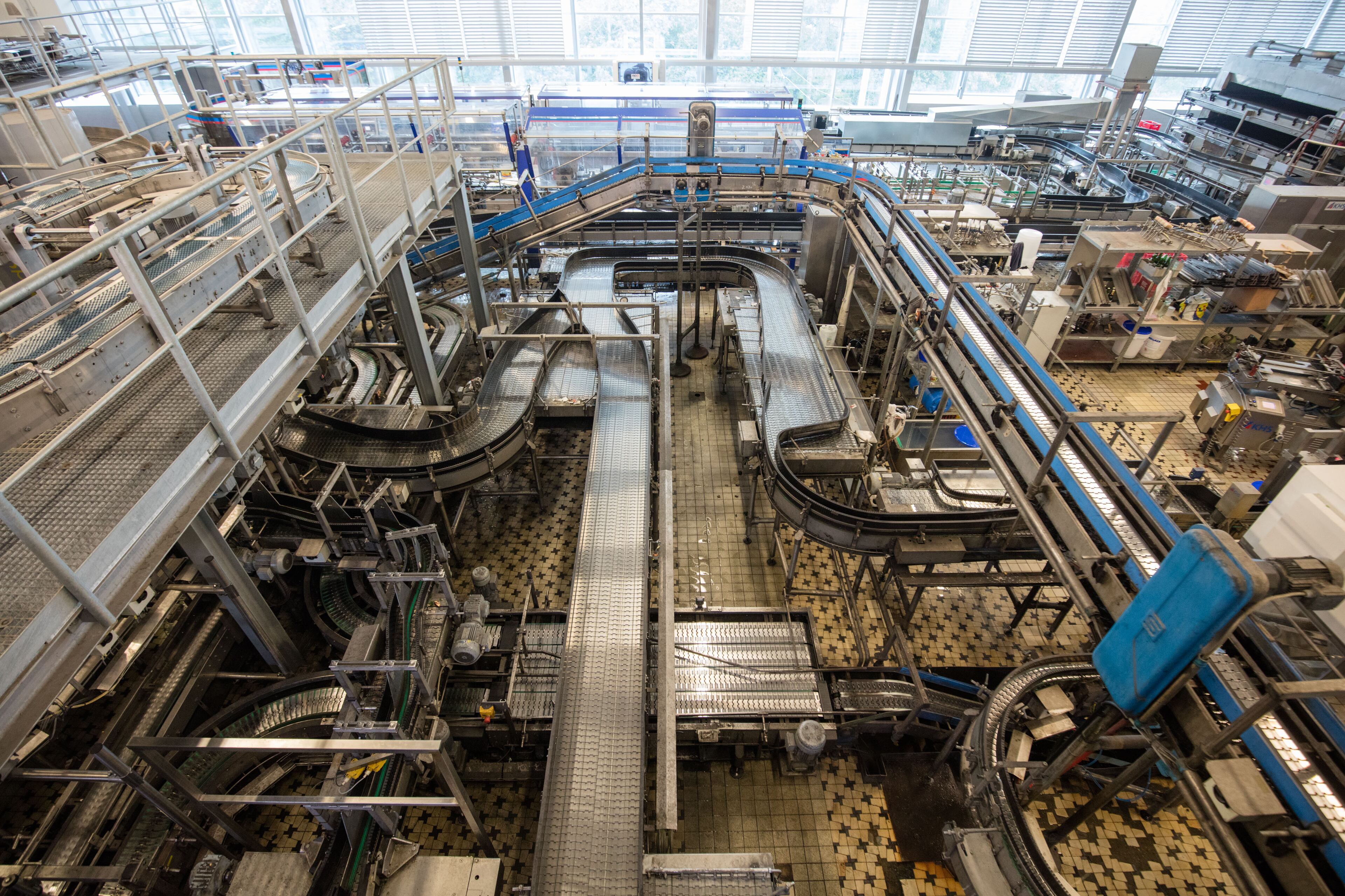 CESKE BUDEJOVICE, CZECH REPUBLIC - SEPTEMBER 25: A general view is seen of the production line at the Budweiser Budvar brewery on September 25, 2015 in Ceske Budejovice, Czech Republic. October 7 2015 sees the 120th anniversary of the Czech Budweiser Budvar Brewery. Budweiser Budvar Beer uses locally-grown Saaz hops, which are ranked among the best in the world, and requires soft water that is drawn from wells situated below the brewery that are well over 9000 years old. In the Czech Republic an old proverb says: "It takes only a sip to know a good beer, but it is best to be sure". (Photo by Matt Cardy/Getty Images)