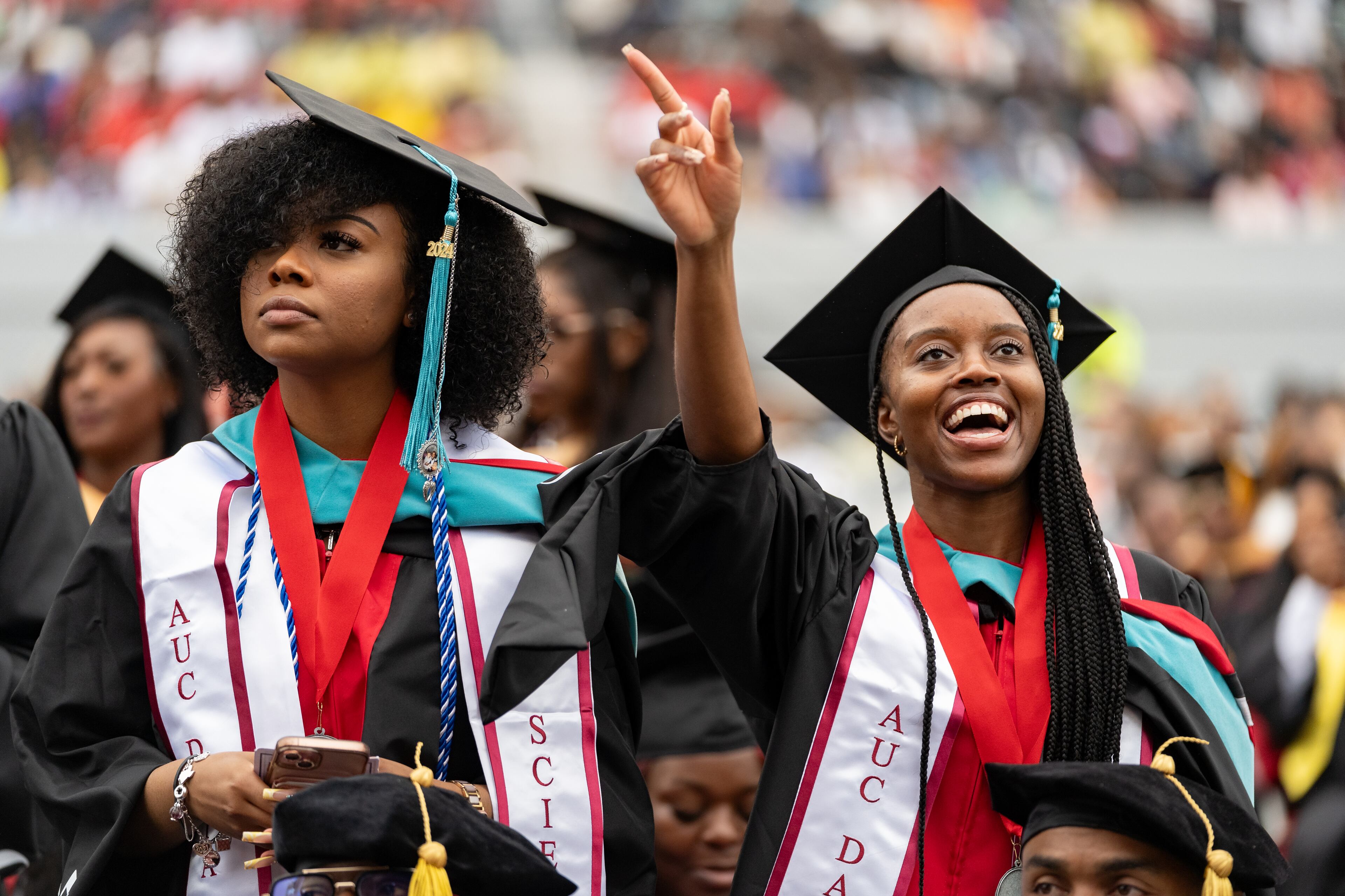 Graduates, faculty and family gather for the Clark Atlanta University 35th annual commencement convocation on Saturday, May 18, 2024. (Ben Hendren for The Atlanta Journal-Constitution)