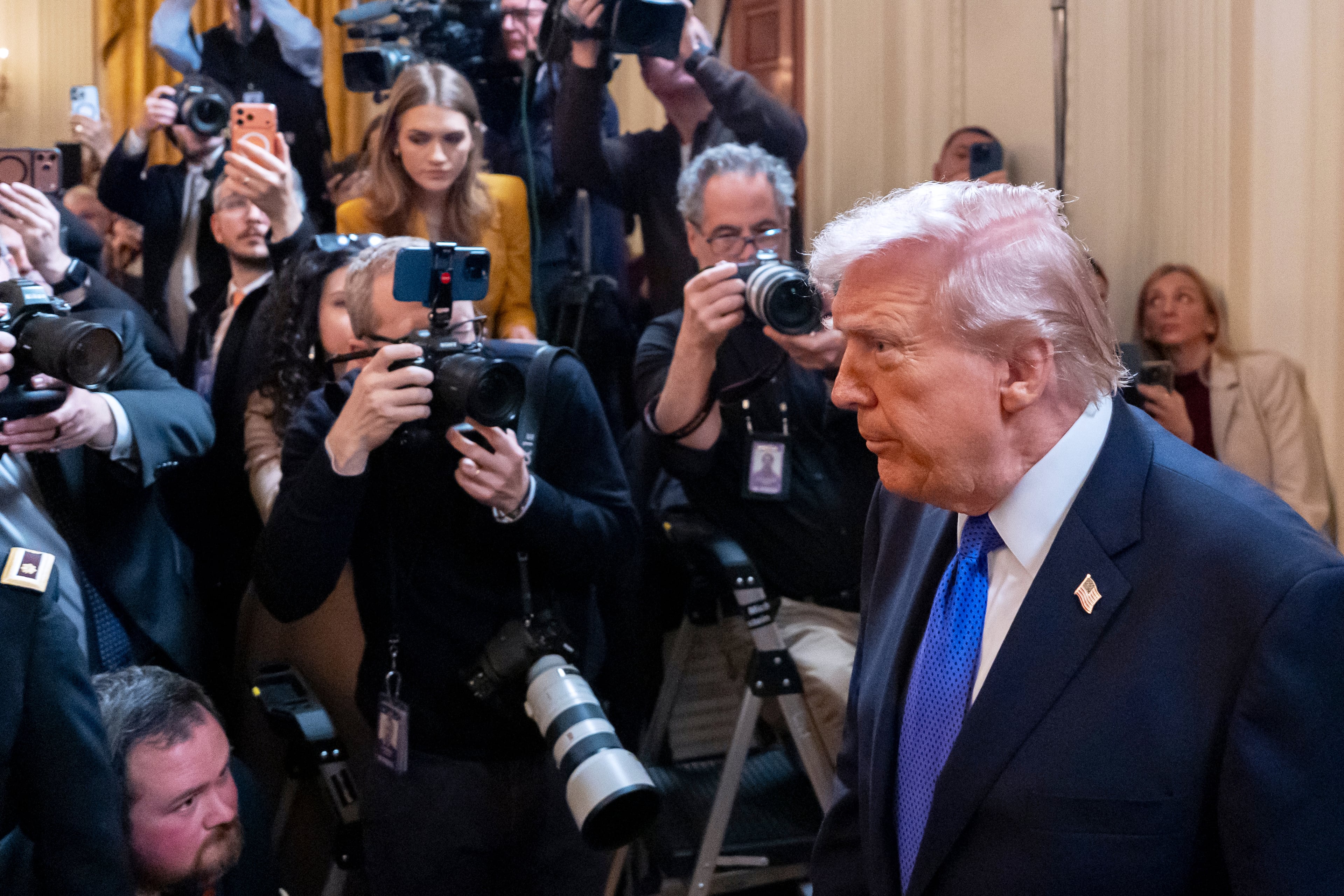 President Donald Trump arrived for a Medal of Honor ceremony in the East Room of the White House on Monday. (Alex Brandon/AP)