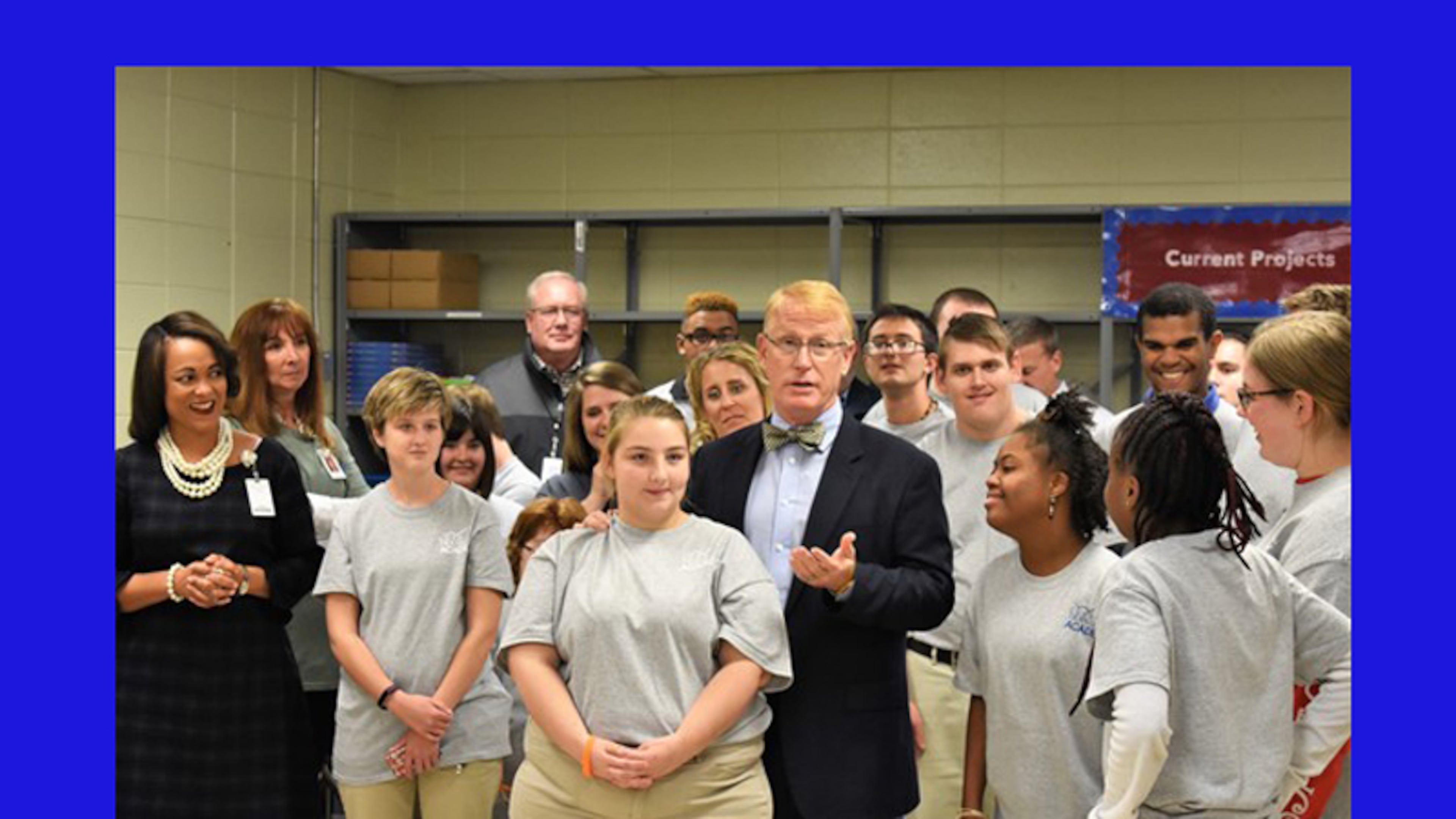 Cherokee County Schools Superintendent Brian V. Hightower speaks at the ribbon-cutting for the district’s Transition Academy, a career and work center for students with cognitive disabilities. CHEROKEE COUNTY SCHOOLS