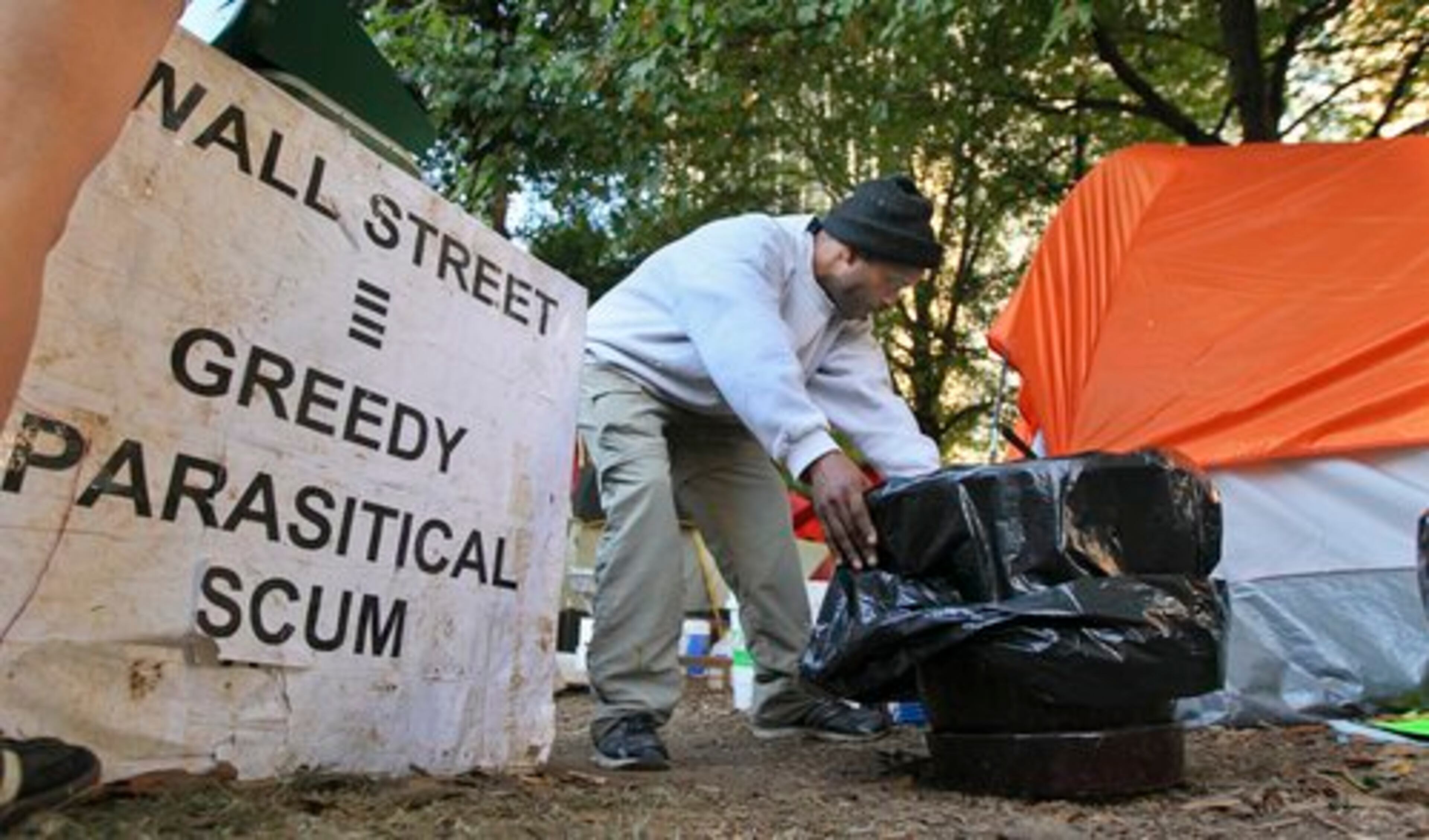 Keith Dillard is homeless and has been with Occupy Atlanta since the first day serving donated food.