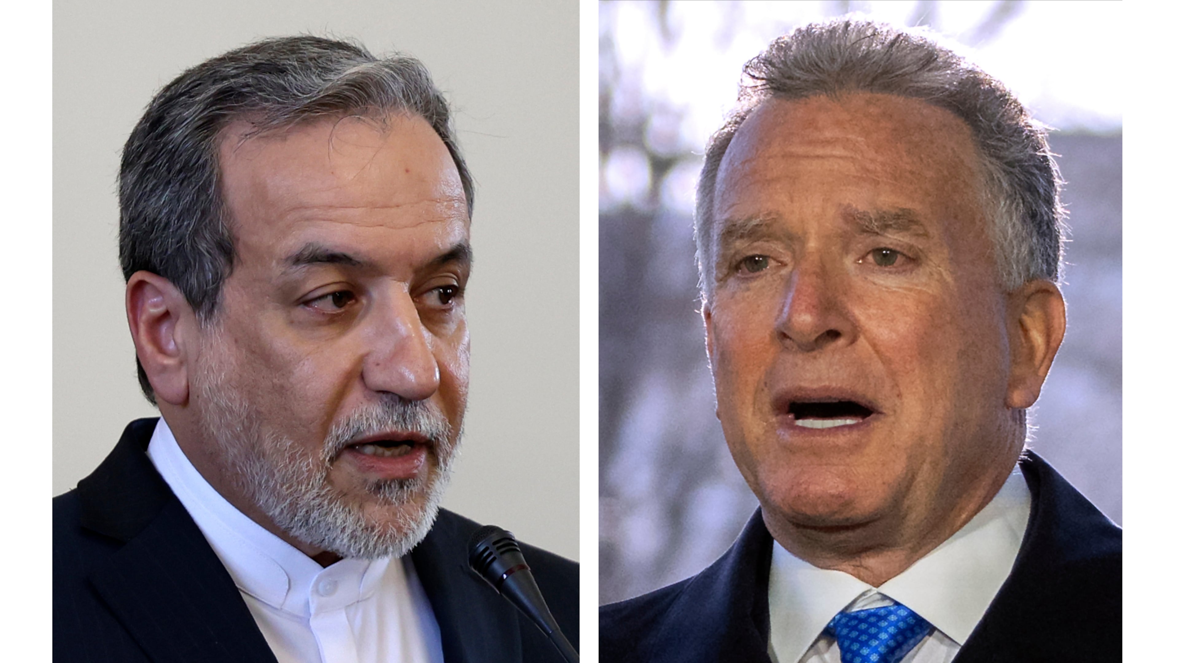 FILE - This combo shows Iranian Foreign Minister Abbas Araghchi, left, pictured in Tehran, Iran, on Feb. 25, 2025 and Steve Witkoff, right, White House special envoy, pictured in Washington, on March 19, 2025. (AP Photos Stringer, Mark Schiefelbein)