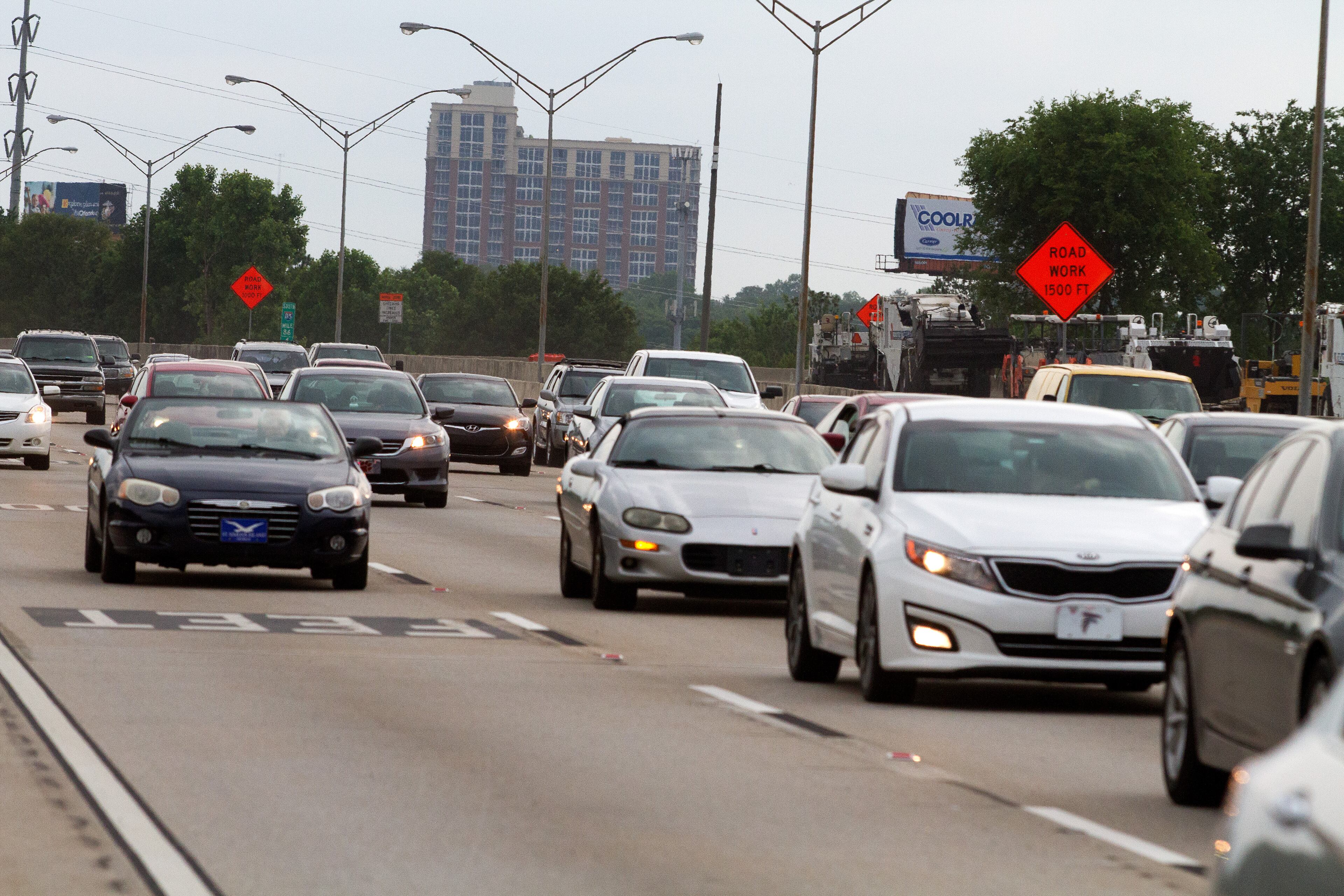 Cars drive over the recently opened northbound lanes of I-85 in Atlanta Friday evening, May 12, 2017. STEVE SCHAEFER / SPECIAL TO THE AJC