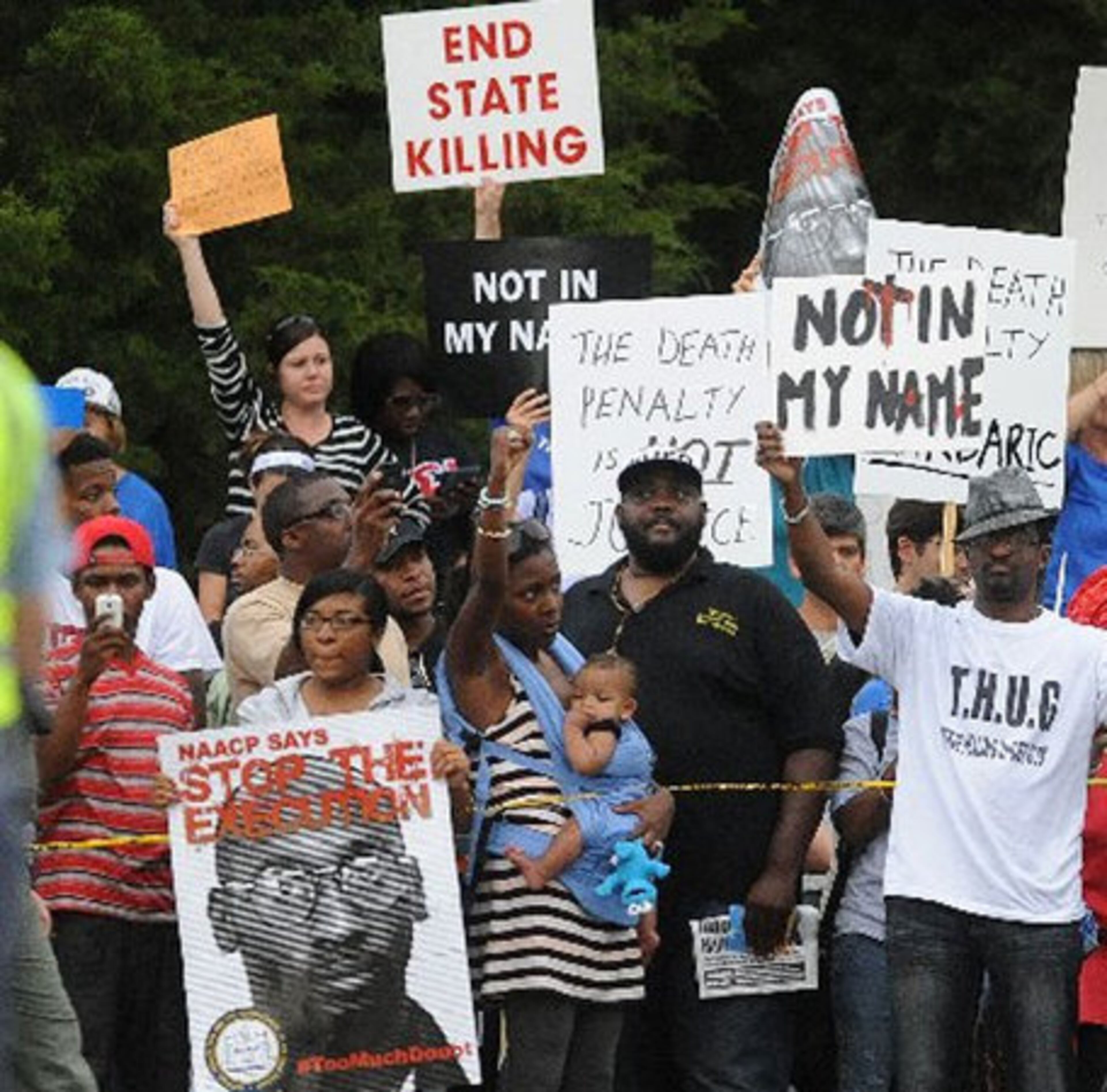Protestors gather against at the Georgia Diagnostic and Classification Prison.