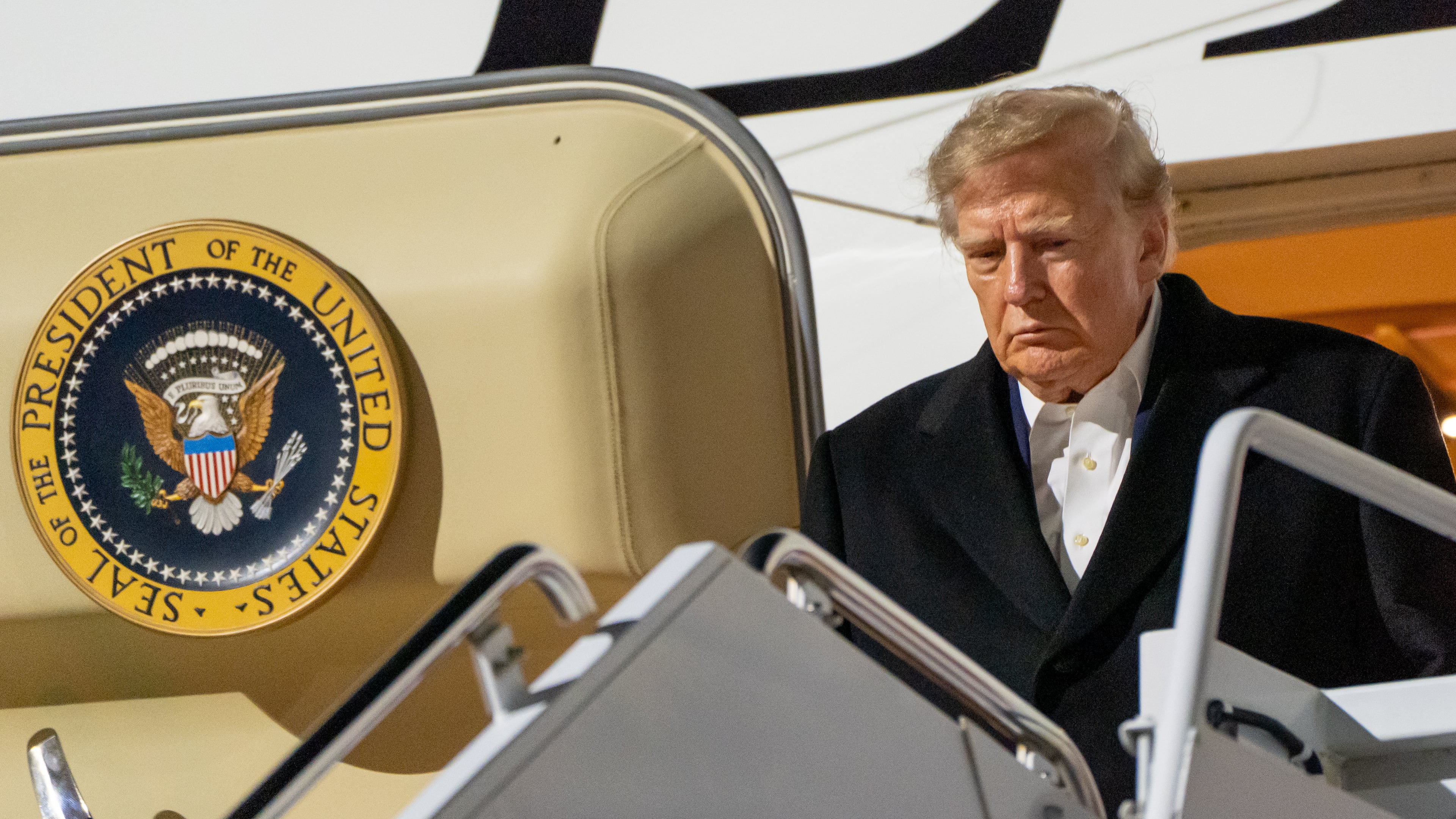 President Donald Trump arrives at Harry Reid International Airport, Wednesday, Oct. 14, 2026, in Las Vegas, Nev. (AP Photo/Alex Brandon)