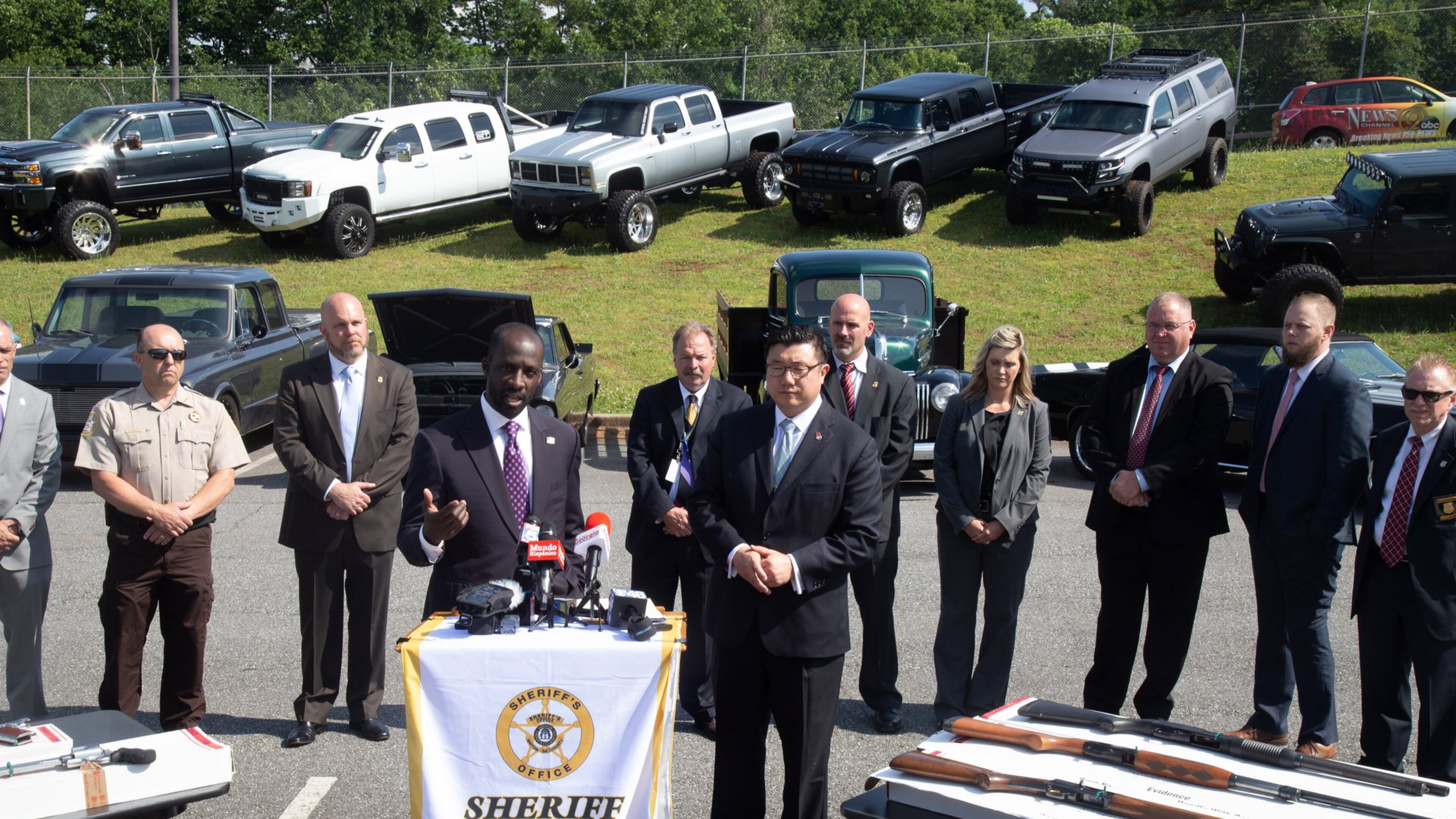 Federal authorities held a news conference last week about the arrest of Bartow County construction company owner Juan Antonio Perez. The government has seized firearms, high-priced vehicles and other property from Perez’s homes and businesses in Georgia and Tennessee. STEVE SCHAEFER / SPECIAL TO THE AJC