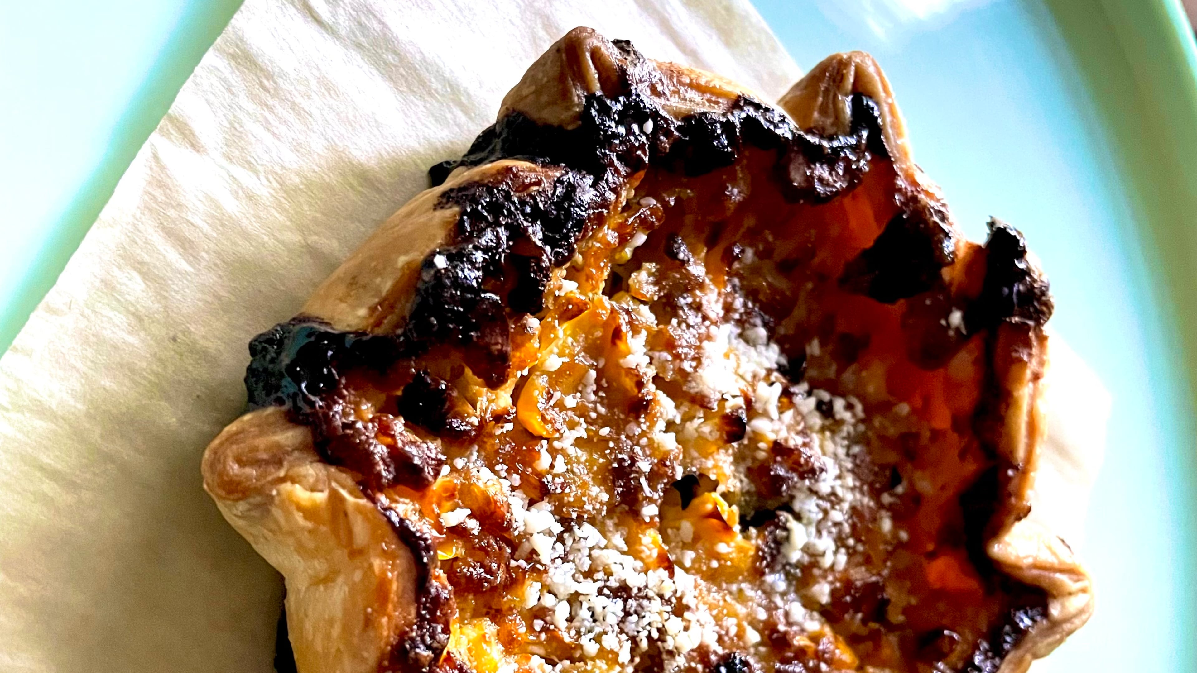 The corn and poblano galette at Galette in Avondale Estates is both simple and deliciously indulgent. (Angela Hansberger for The Atlanta Journal-Constitution)