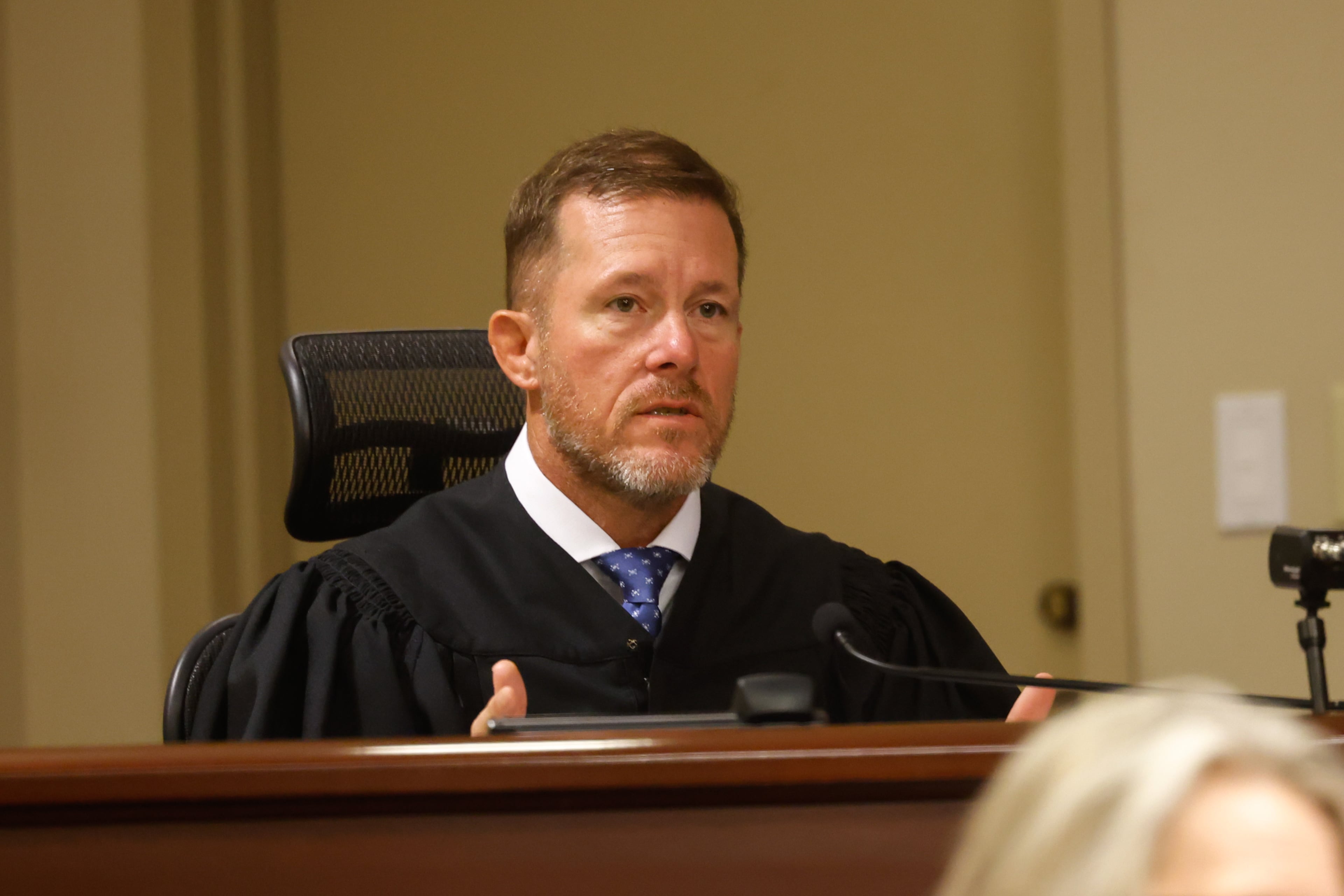Judge Nicholas Primm speaks during Apalachee High School shooting suspect Colton Gray’s sentencing hearing at Barrow County Superior Court in Winder on July 28, 2026. Four people died and nine were injured at the school shooting in Barrow County on Sept. 4, 2024. (Arvin Temkar/AJC)