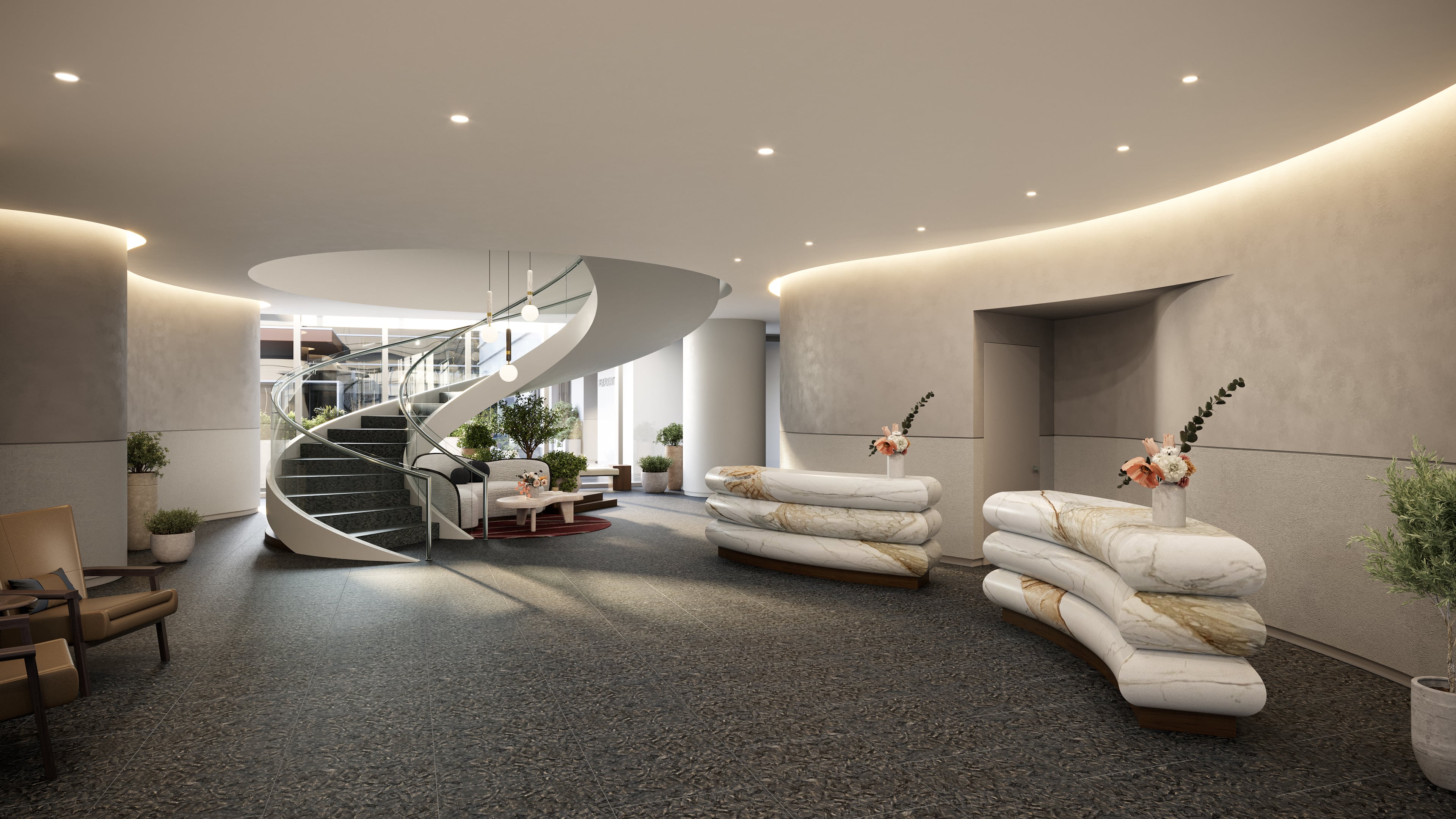 This is a rendering of the JW Marriott Atlanta Downtown, a rebrand of the former W Atlanta Downtown that will open in spring 2026. (Courtesy of Stonebridge Companies)