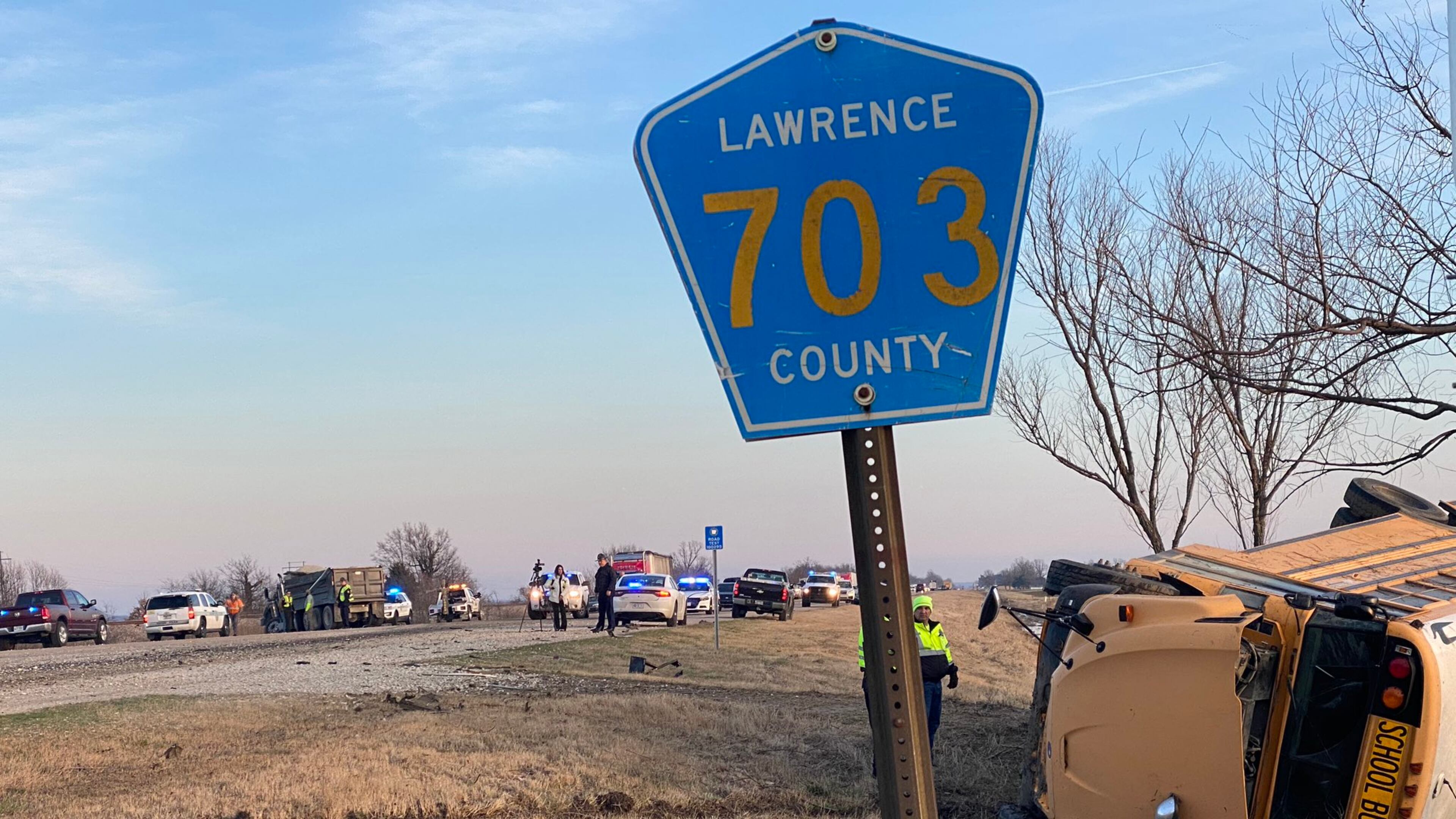 A school bus and a dump truck collided Tuesday on a state highway in northeast Arkansas. No fatalities were reported in the crash near Hoxie.