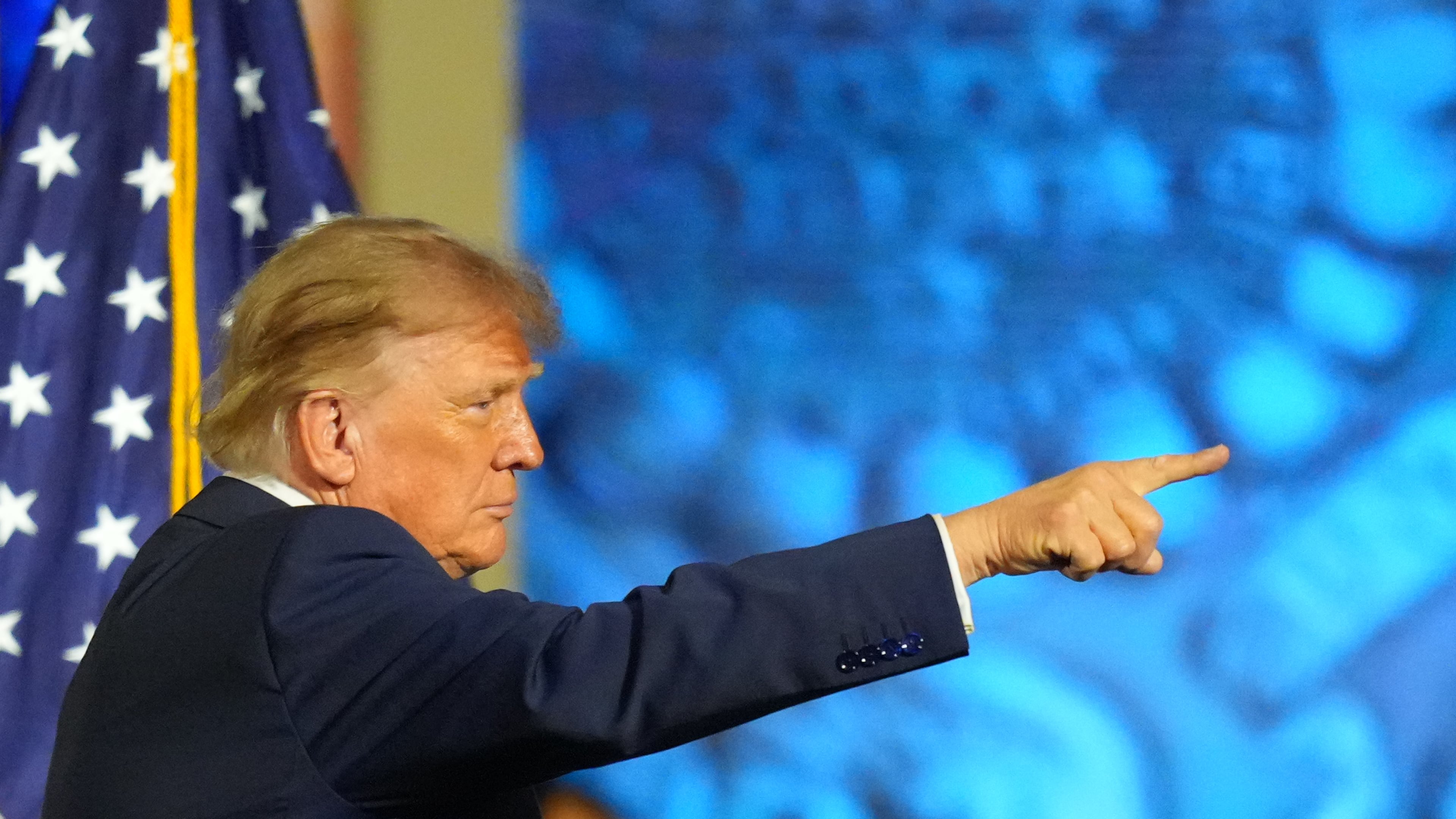 President Donald Trump gestures as he finishes his speech at the Republican convention Wednesday, Sept. 9, 2026, in Dallas. (AP Photo/Julio Cortez)