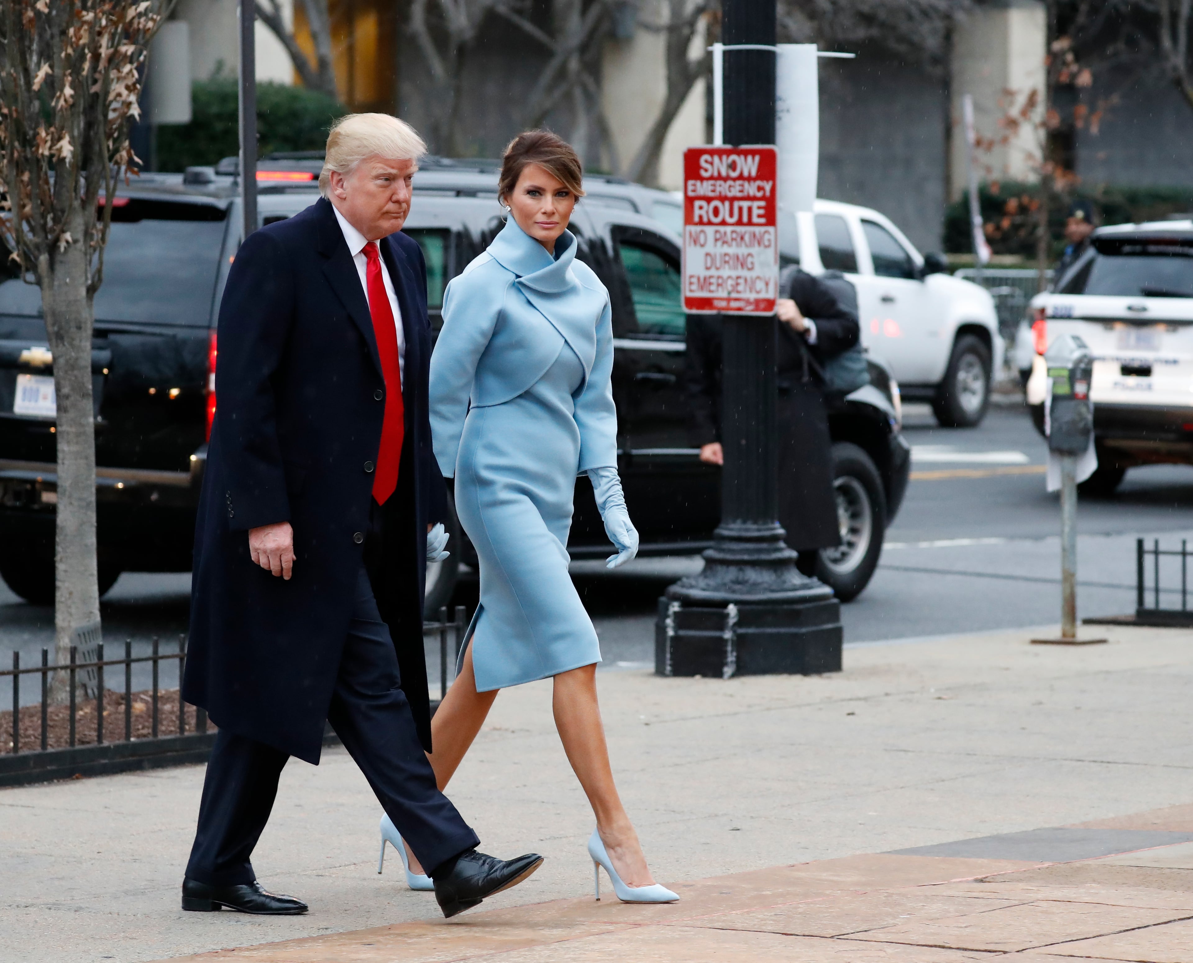President-elect Donald Trump and his wife Melania arrives for a church service at St. John’s Episcopal Church across from the White House in Washington, Friday, Jan. 20, 2017, on Donald Trump's inauguration day. (AP Photo/Alex Brandon)
