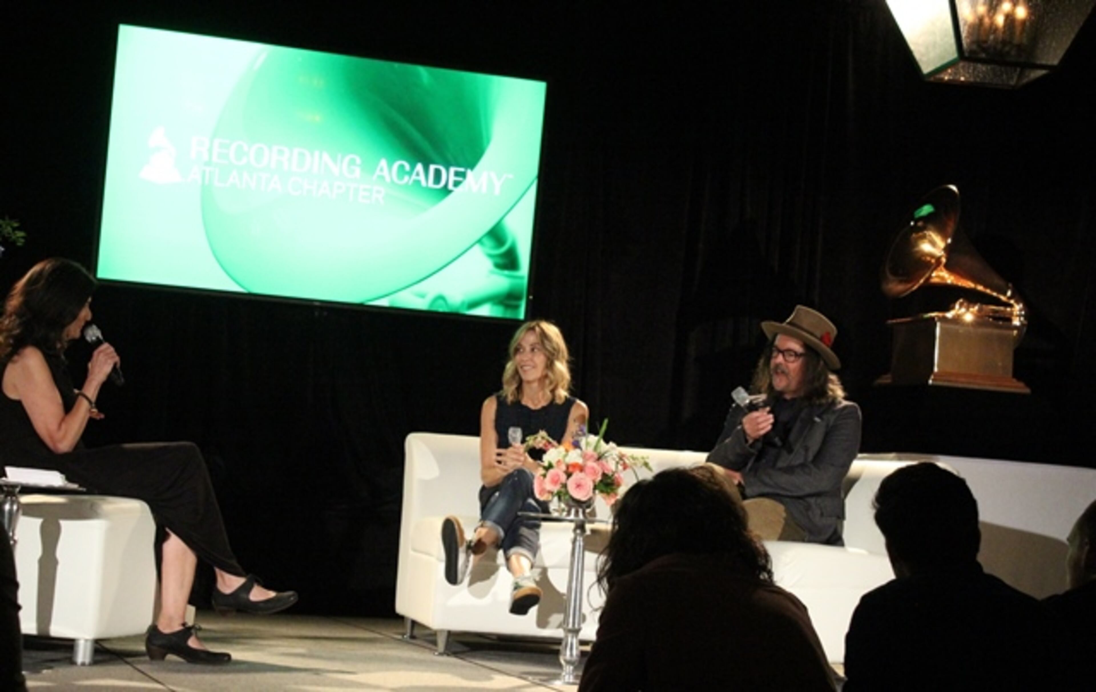 Leslie Fram, Crow and Jeff Trott chat at the W Buckhead on Sunday afternoon. Photo: Melissa Ruggieri/AJC