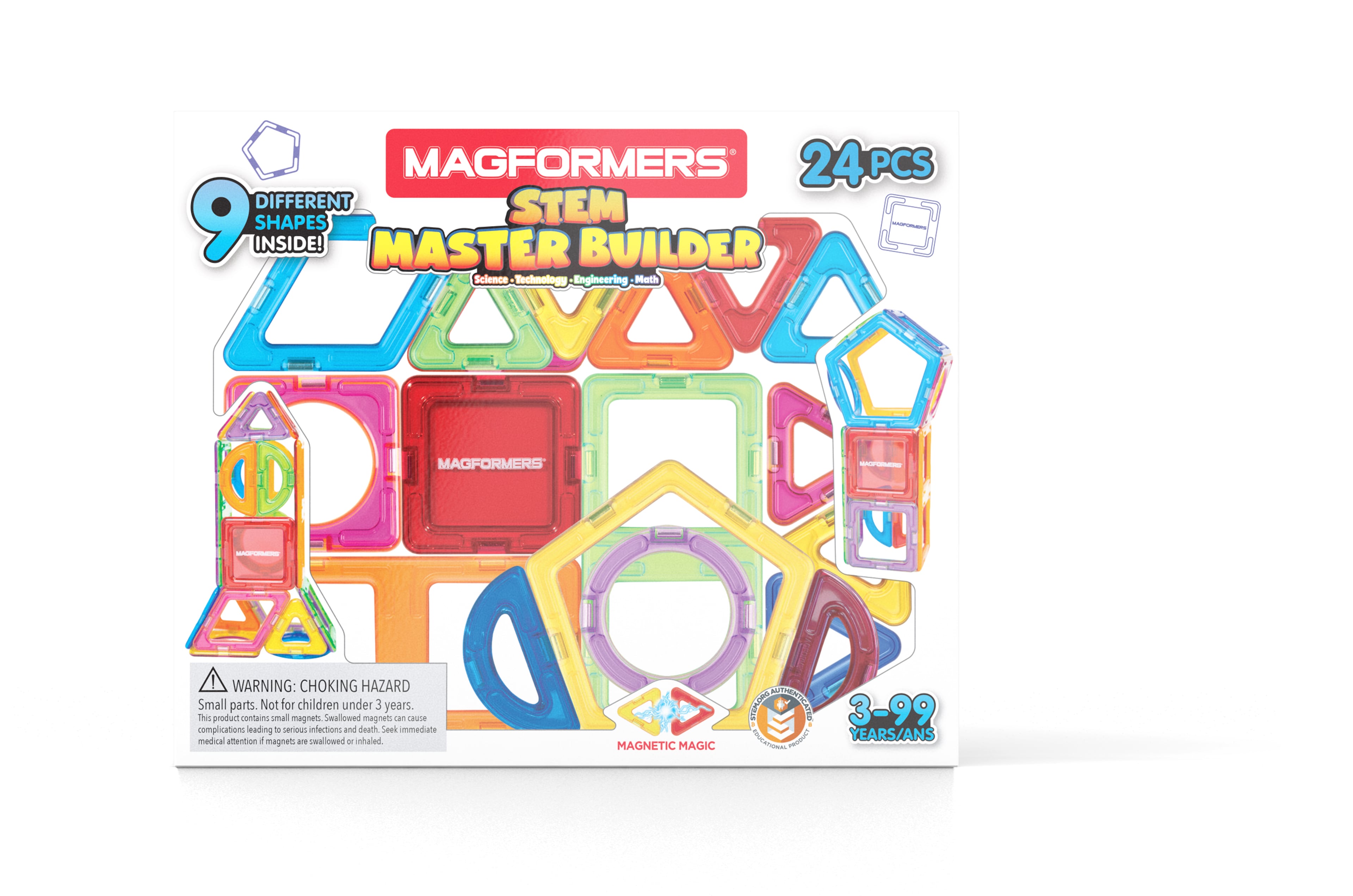 Learn math and create 3D structures from 2D nets with a STEM Master Builder set with contains a bevy of connecting shapes.
(Courtesy of Magformers)