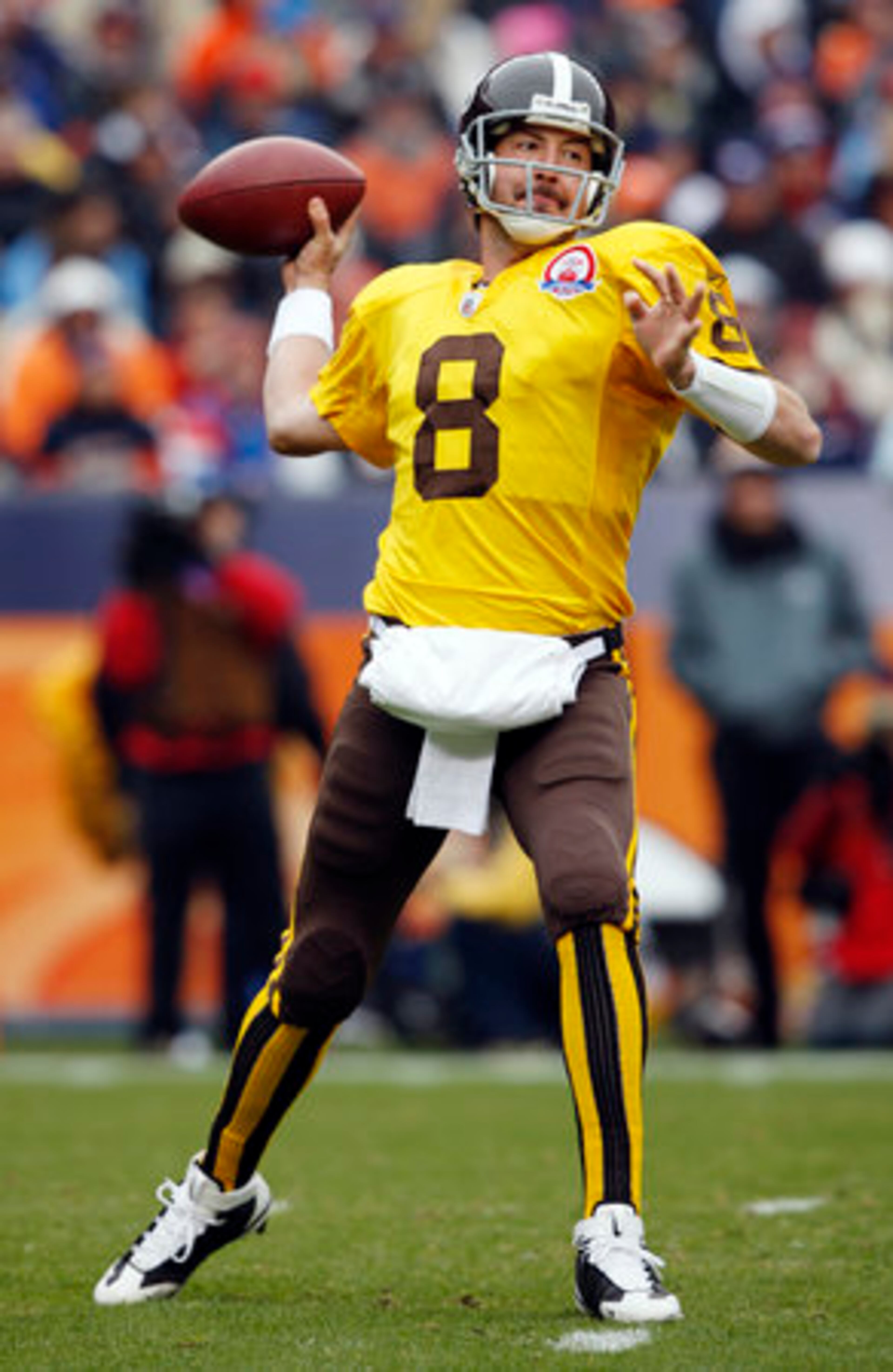 The last time the Denver Broncos wore their brown helmets with mustard yellow jersey and vertical-stripes socks from 1960, fans burned them in effigy. Different decade, different story. The team went 2-0 donning the retro uni, and the socks are so popular in Denver that the team shop can't keep on the shelves.