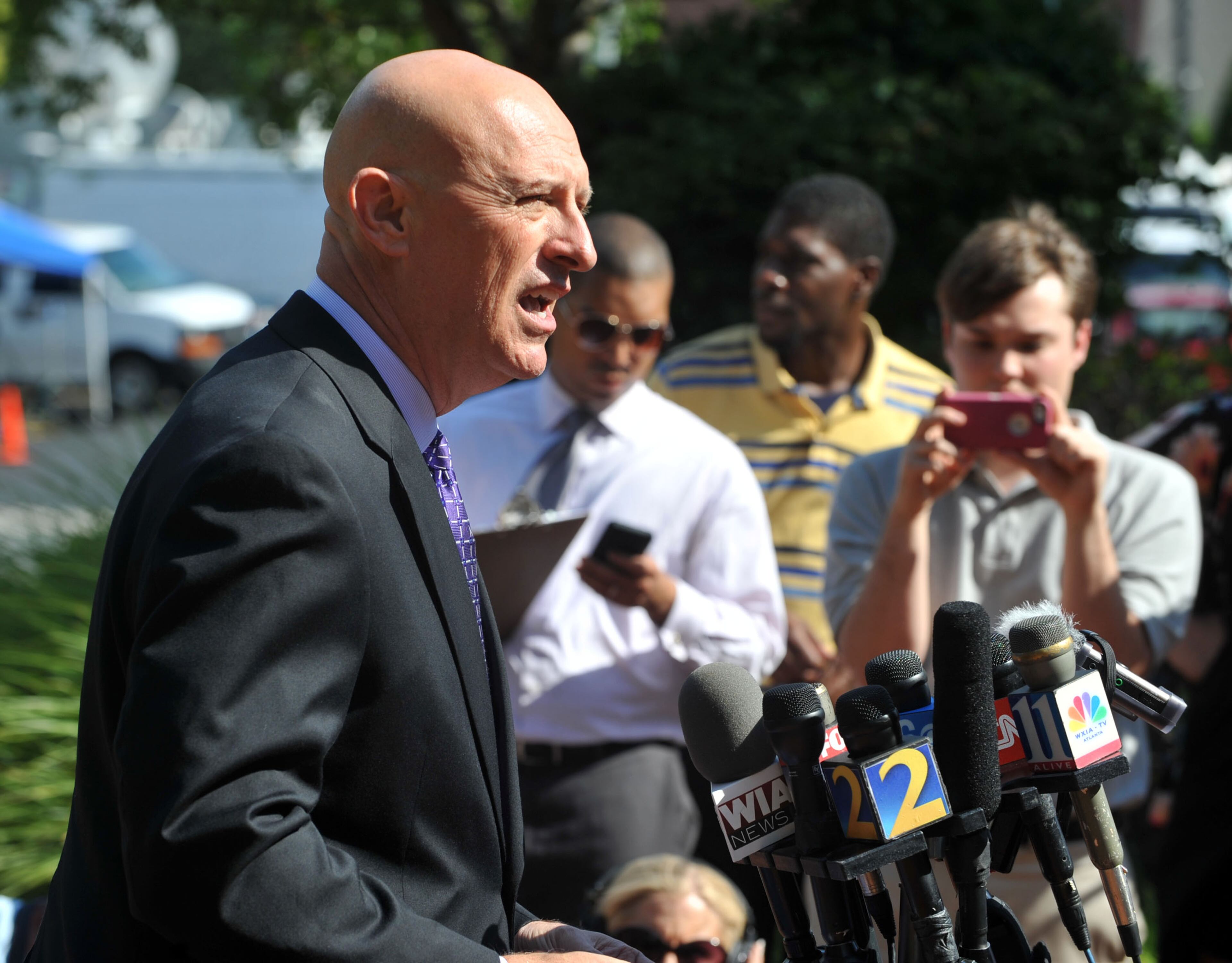 Cobb County DA, Vic Reynolds speaks during a press conference following a probable cause and bond hearing in Cobb County Magistrate Court for Justin Ross Harris Thursday, July 3, 2014. Harris is facing charges of second-degree cruelty to a child and felony murder in the death of his 22 month-old son Cooper on June 18, 2014. JOHNSON/KDJOHNSON@AJC.COM