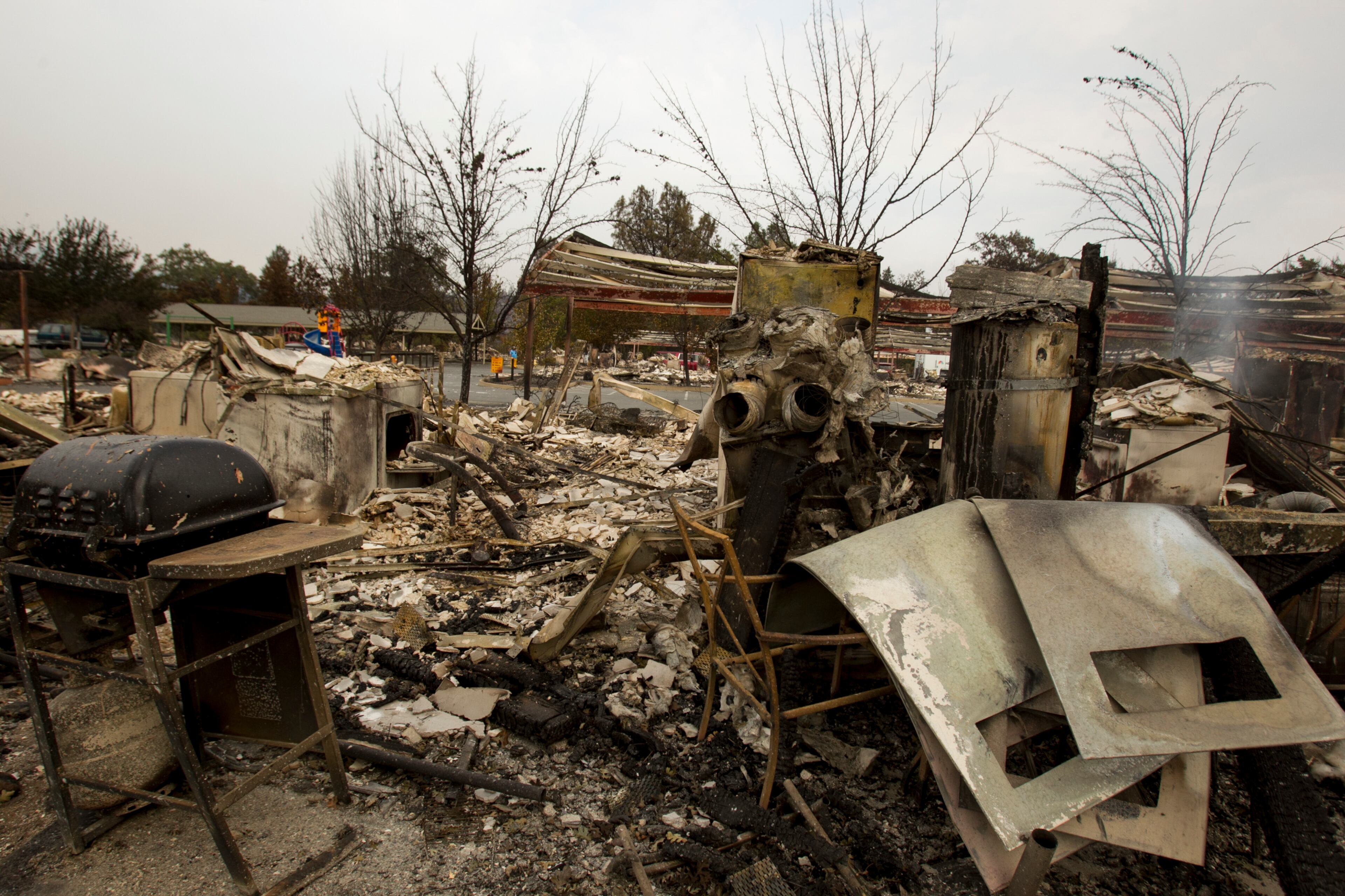 Buildings destroyed by a wildfire in Middletown, Calif., Sept. 14, 2015. Despite the efforts of thousands of firefighters, three major fires have consumed 270,000 acres, forcing the evacuation of thousands of people, state officials said. (Ilana Panich-Linsman/The New York Times)