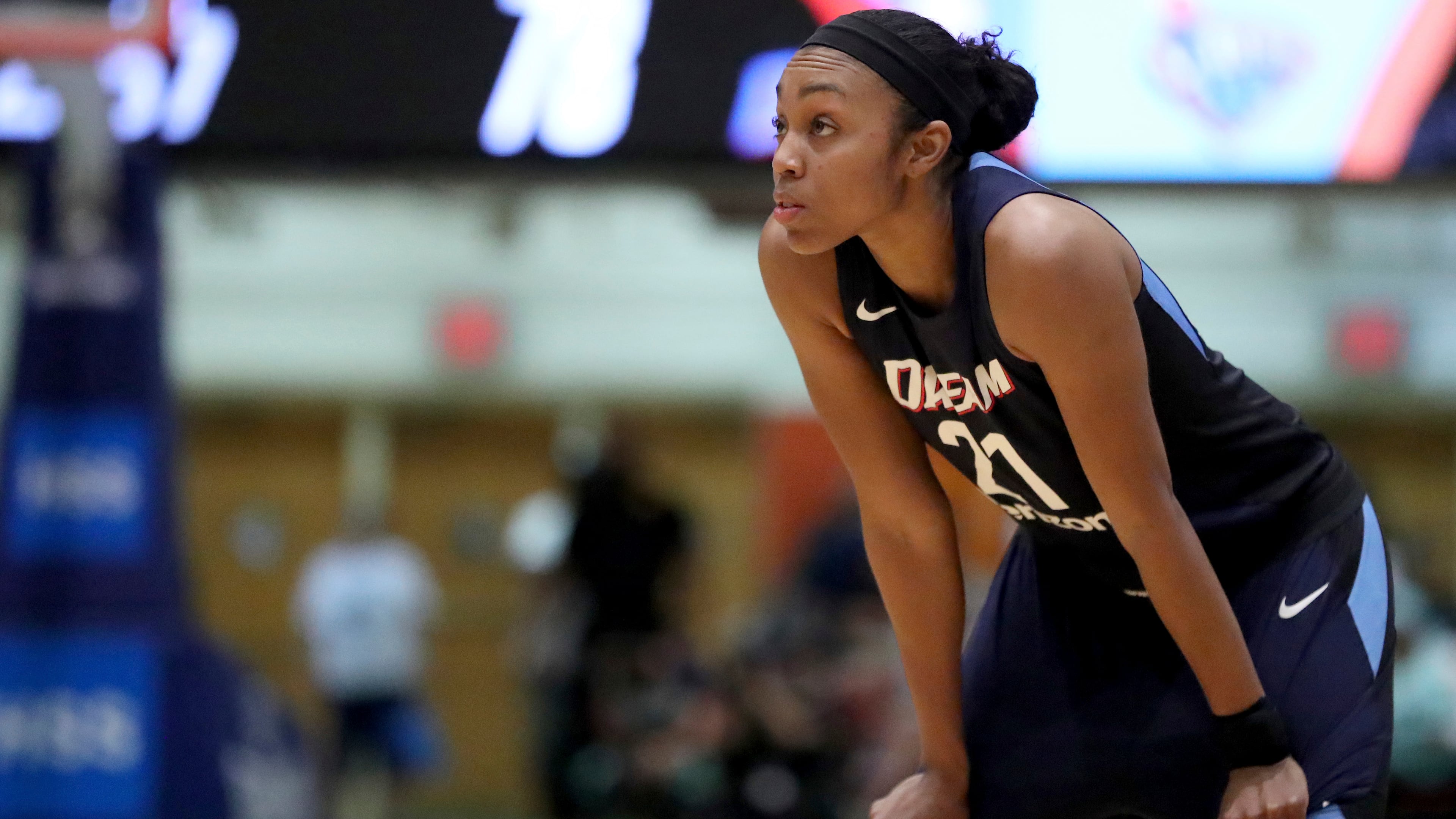 Renee Montgomery played for the Dream in 2018 and 2019. (Gregory Payan/AP)