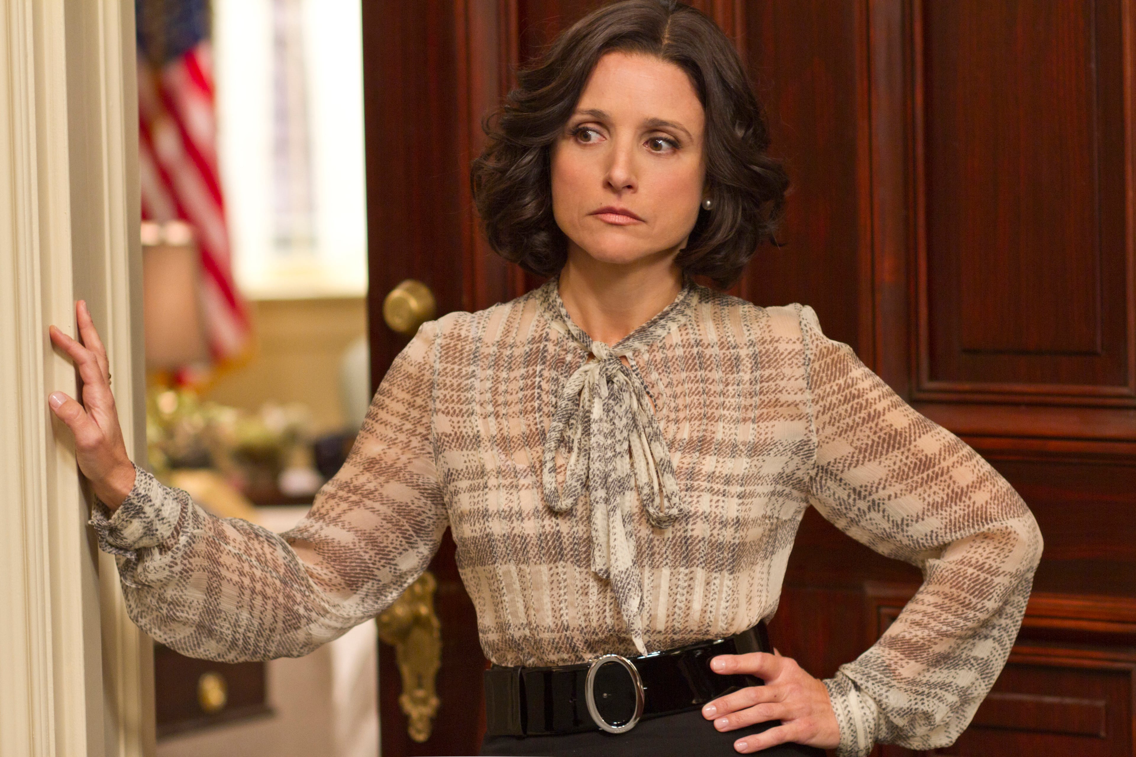 Julia Louis-Dreyfus, nominated as lead actress in a comedy for "Veep," wants to bring back her favorite show from childhood: "Flipper." "Talking dolphin. How can you beat it?" she said. "Well, sort of talking. It communicated. A dolphin who beats the bad guy every week. I think we should redo that. I think I'm going to pitch that. That's my new HBO show: 'Flipper: Part II.'"