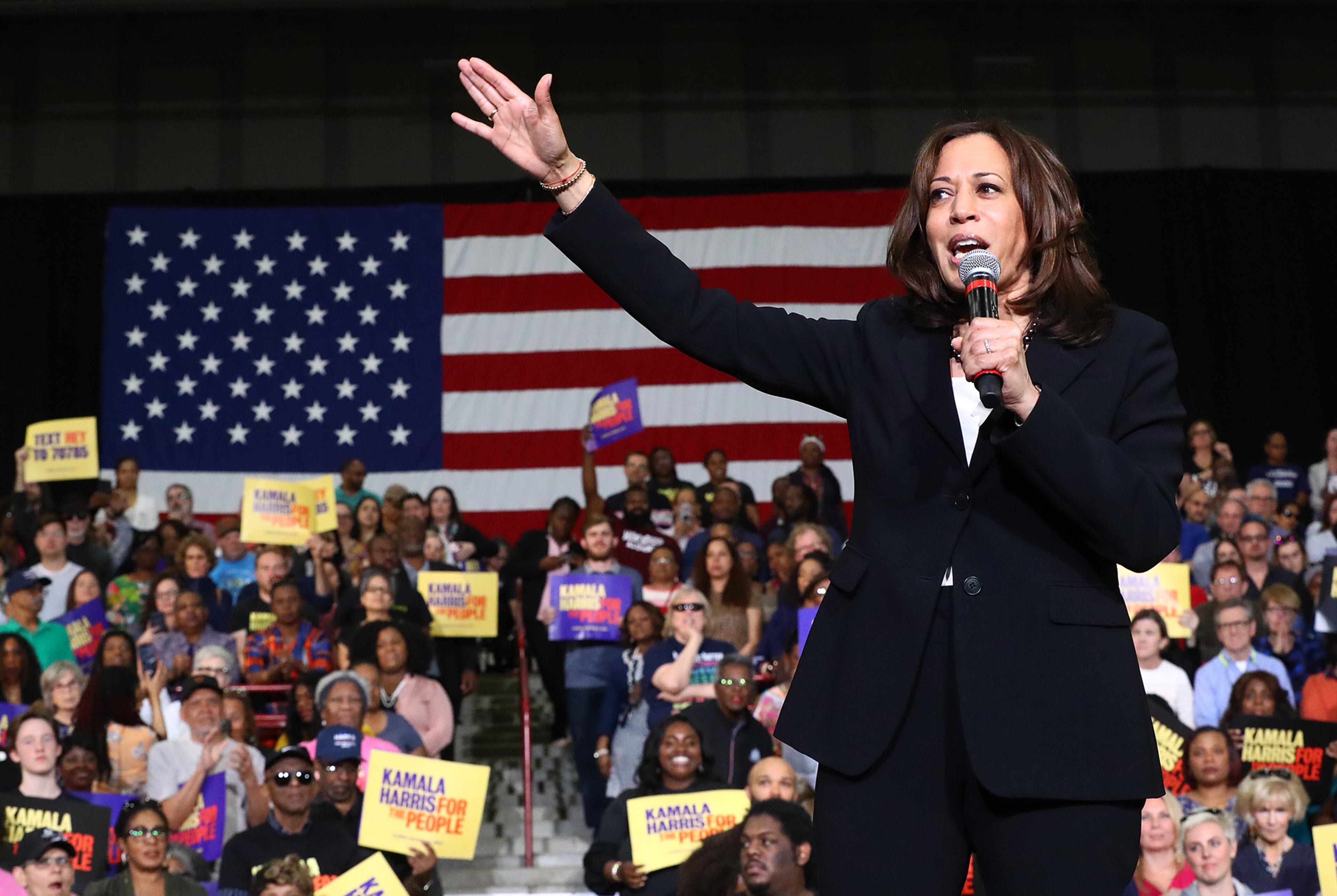 U.S. Senator Kamala D. Harris, D-California, addresses supporters while holding a campaign rally at Morehouse College on Sunday, March 24, 2019, in Atlanta. The Democratic candidate for president is at least the fifth presidential candidate to visit Georgia in the 2020 cycle. Curtis Compton/ccompton@ajc.com