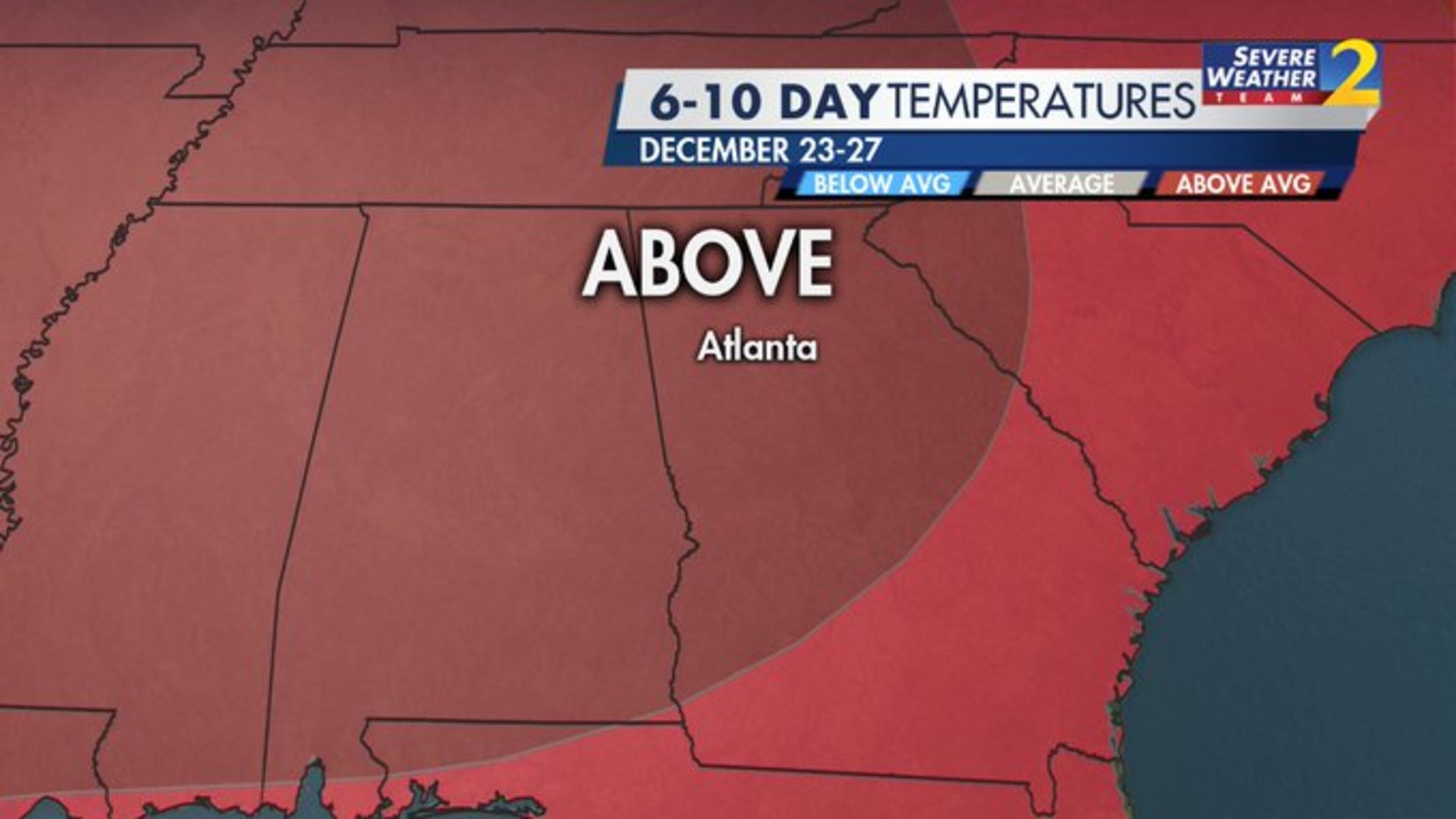Above-average temperatures are in the forecast for the week of Christmas, according to Channel 2 Action News.