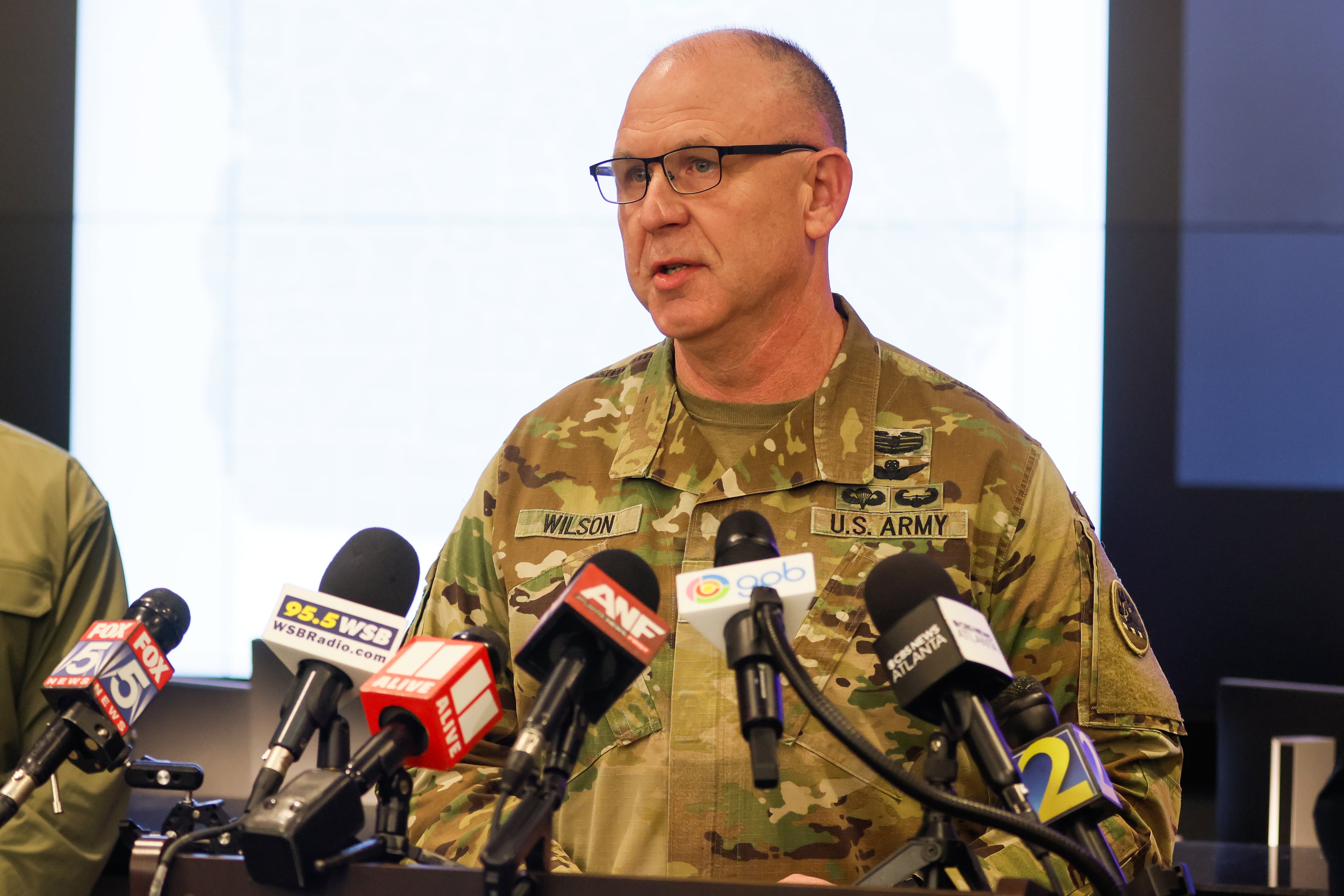 General Dwayne Wilson speaks during a press conference at the Georgia Emergency Management Agency State Operations Center in Atlanta on Saturday, Jan. 24, 2026. (Abbey Cutrer/AJC)