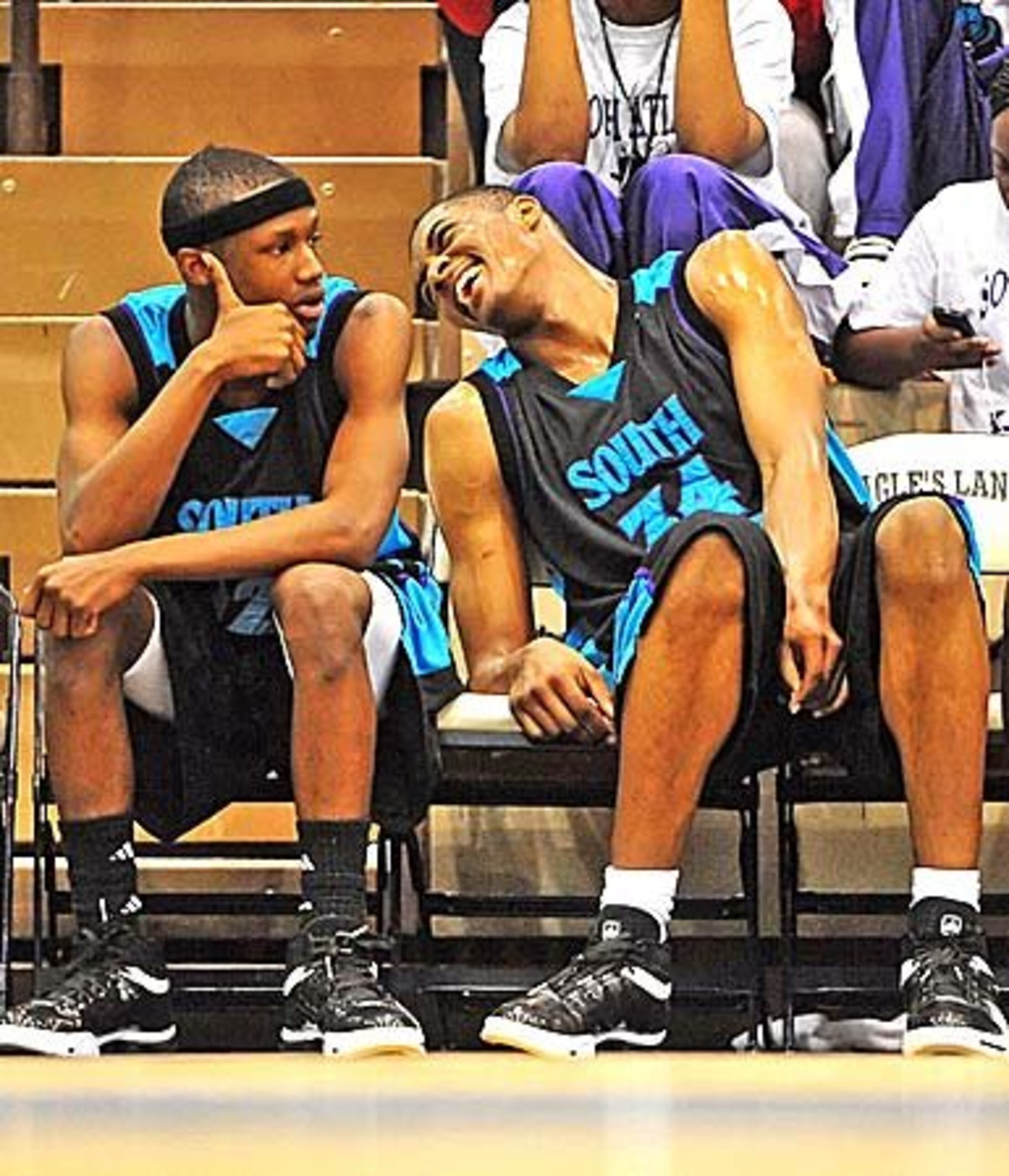 Favors (right) says he's enjoyed this season more than his others. South Atlanta went on to win the boys' AAA state championship. "It's been easy so far, not many distractions," Favors said. "It wasn't like last year when everybody was coming up asking about colleges because I narrowed my list so everybody knew."