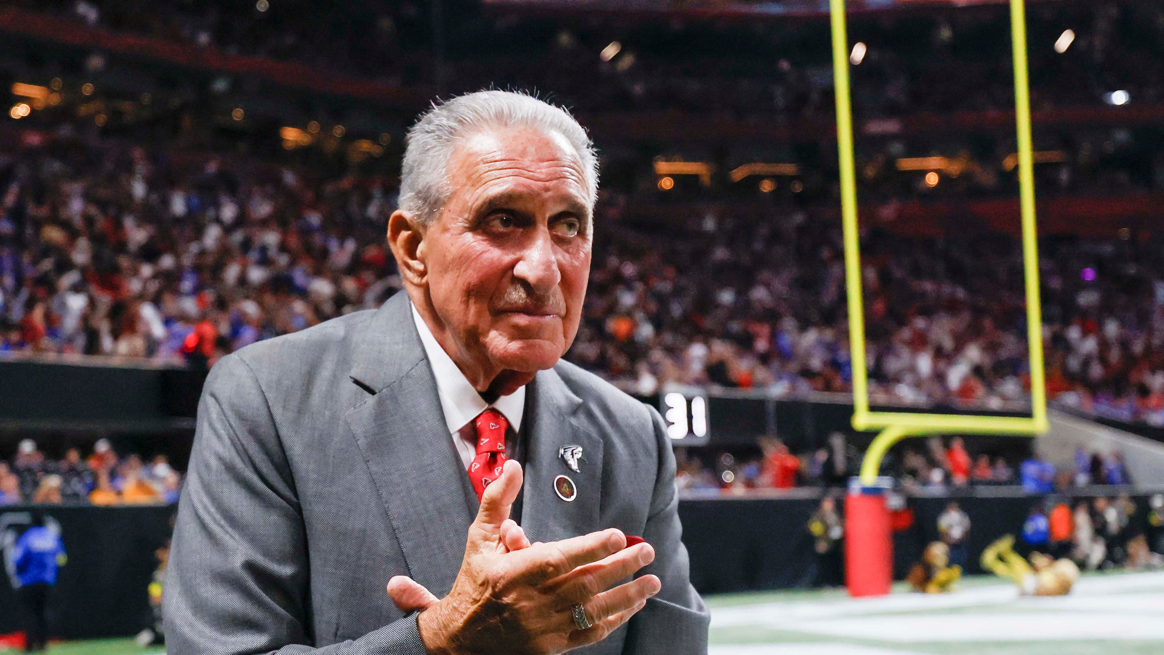 Atlanta Falcons owner Arthur Blank — pictured during the team's win over the Bills in October — has seen the Falcons miss the playoffs for eight consecutive seasons. (Miguel Martinez/AJC)