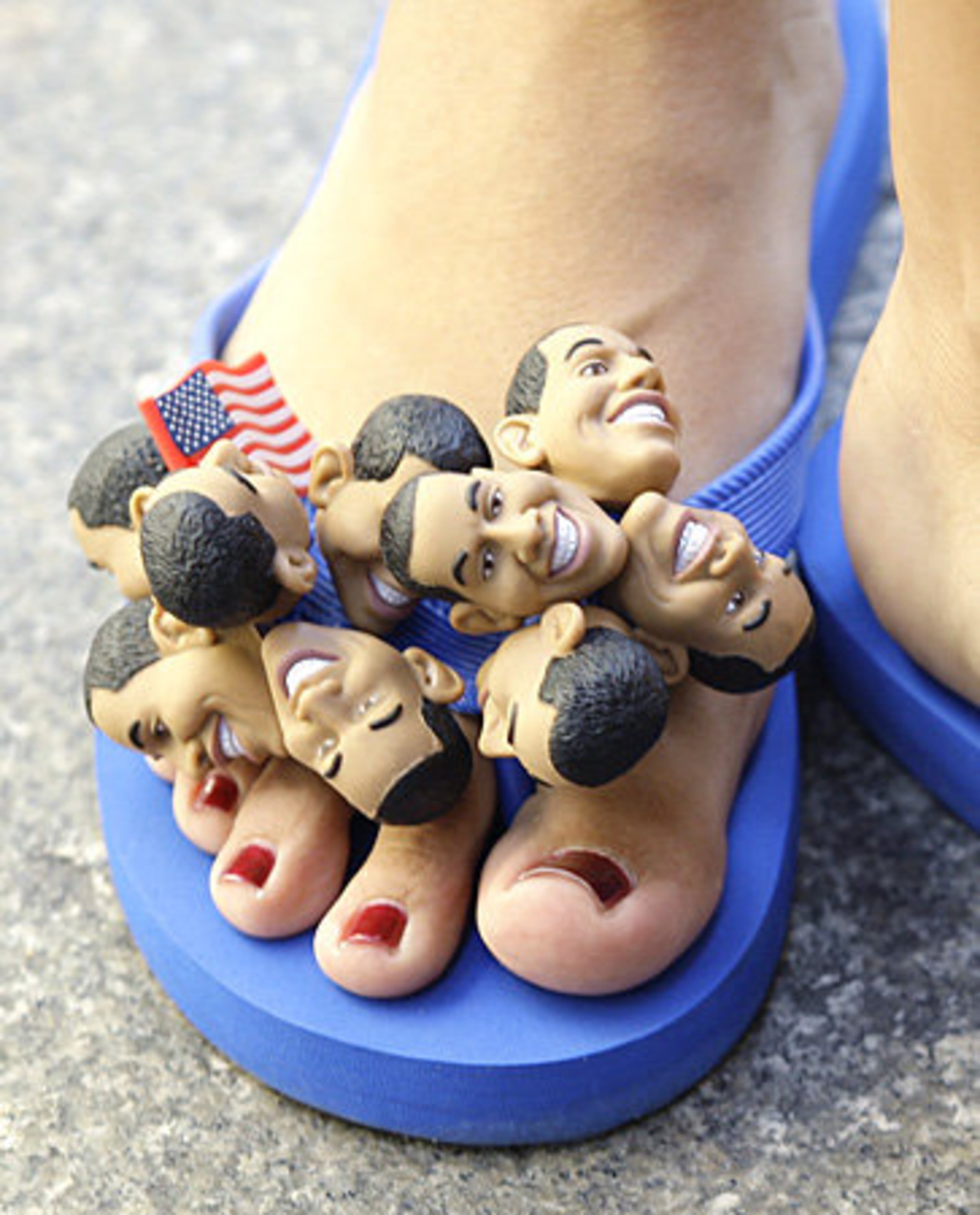 No true Obama fan's attire would be complete without these flipflops.