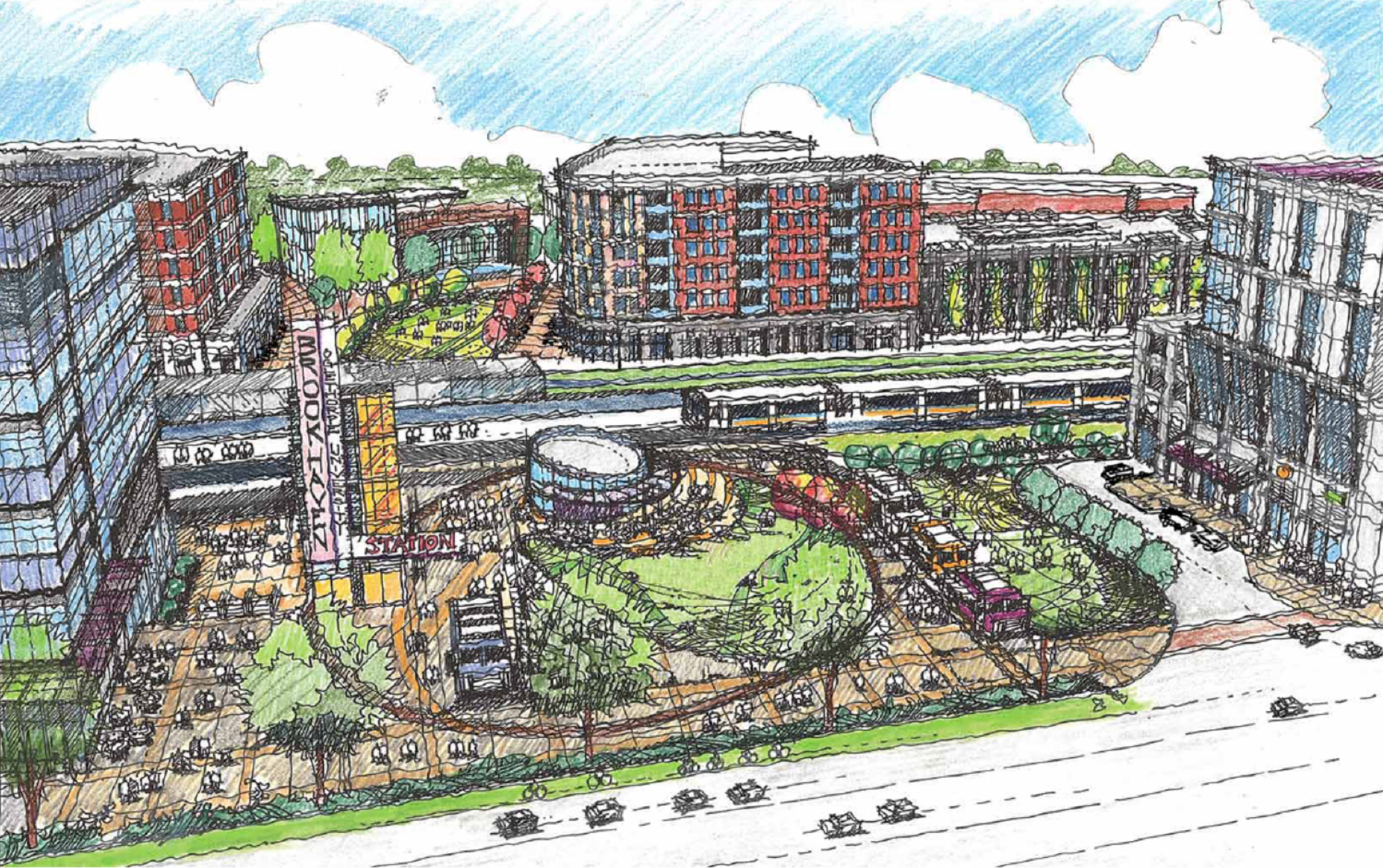 A rendering of the development proposed for Brookhaven MARTA Station, courtesy of Cooper Carry.