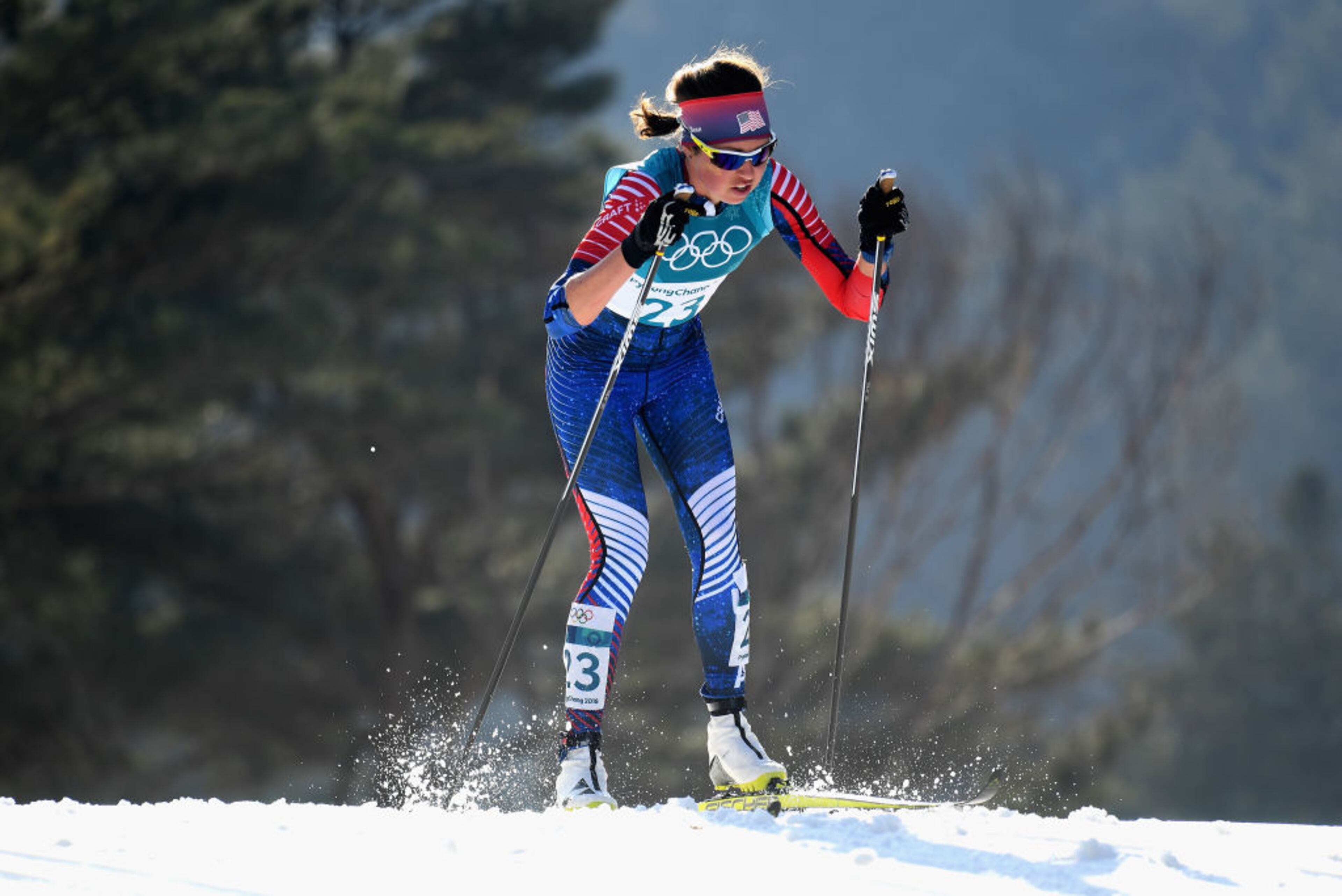 PYEONGCHANG-GUN, SOUTH KOREA - FEBRUARY 25: Caitlin Patterson of the United States competes during the Ladies' 30km Mass Start Classic on day sixteen of the PyeongChang 2018 Winter Olympic Games at Alpensia Cross-Country Centre on February 25, 2018 in Pyeongchang-gun, South Korea. (Photo by Quinn Rooney/Getty Images)
