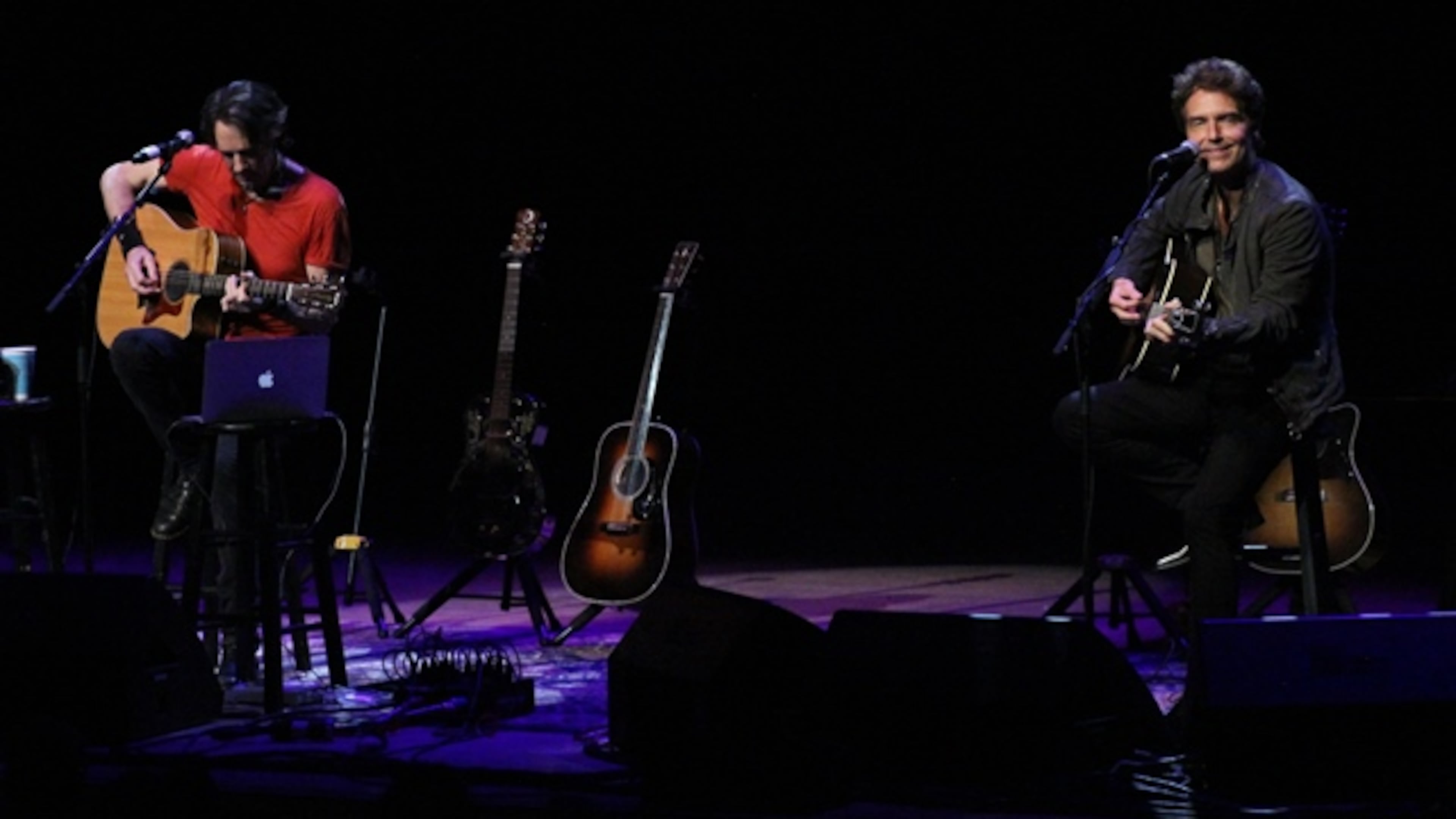 Rick Springfield and Richard Marx took the stage together at the end of their show at Atlanta Symphony Hall on Dec. 5, 2017. Photo: Melissa Ruggieri/AJC