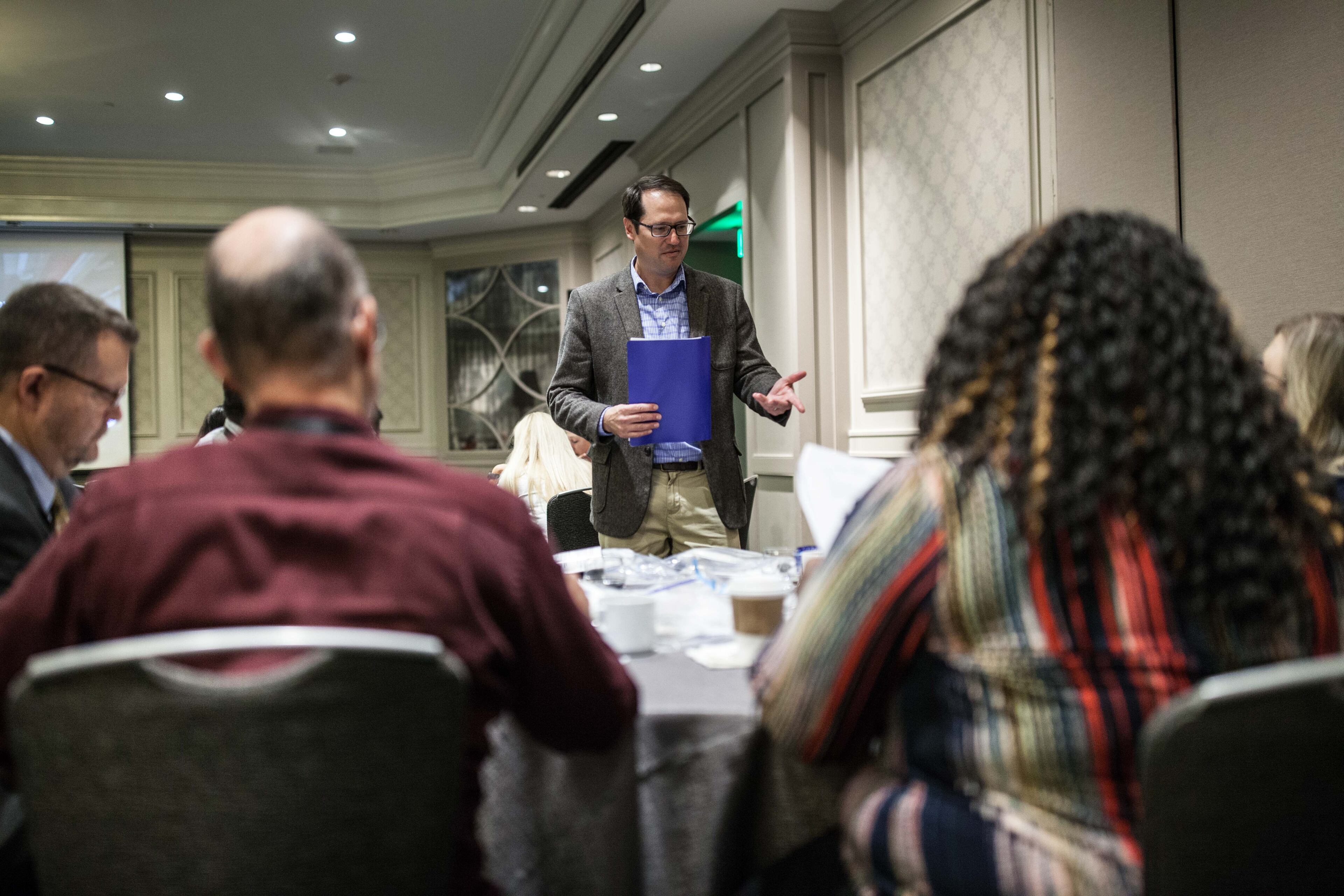 Douglas Irving, EHS-Net food coordinator at the Tennessee Department of Health, talks to a group of food inspectors during the Association of Food and Drug Officials educational conference at the Grand Hyatt Atlanta in Buckhead on Saturday, June 22, 2019. (Photo: BRANDEN CAMP/SPECIAL TO THE AJC)