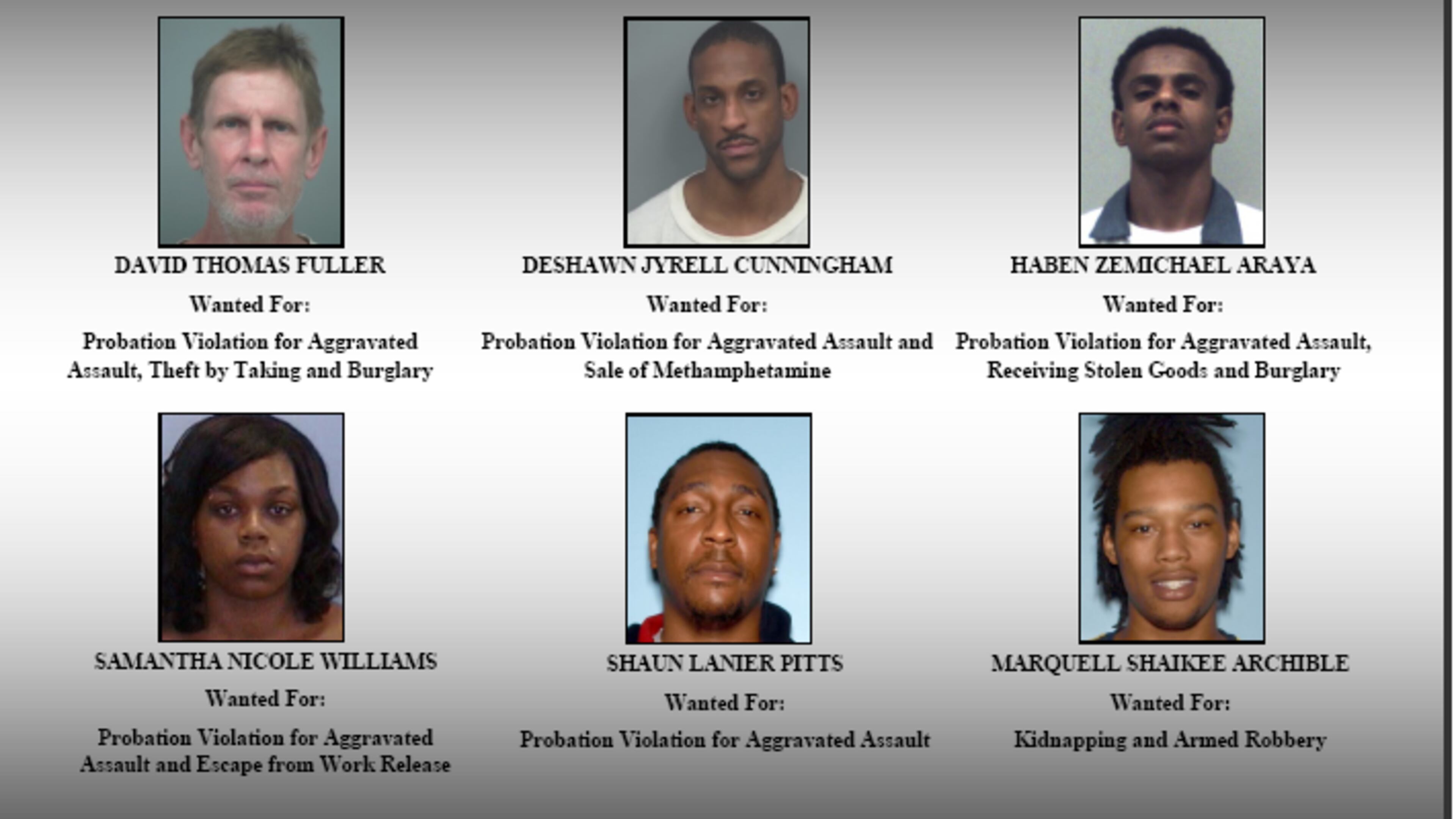 The Gwinnett County Sheriff's Office is searching for these six suspects.