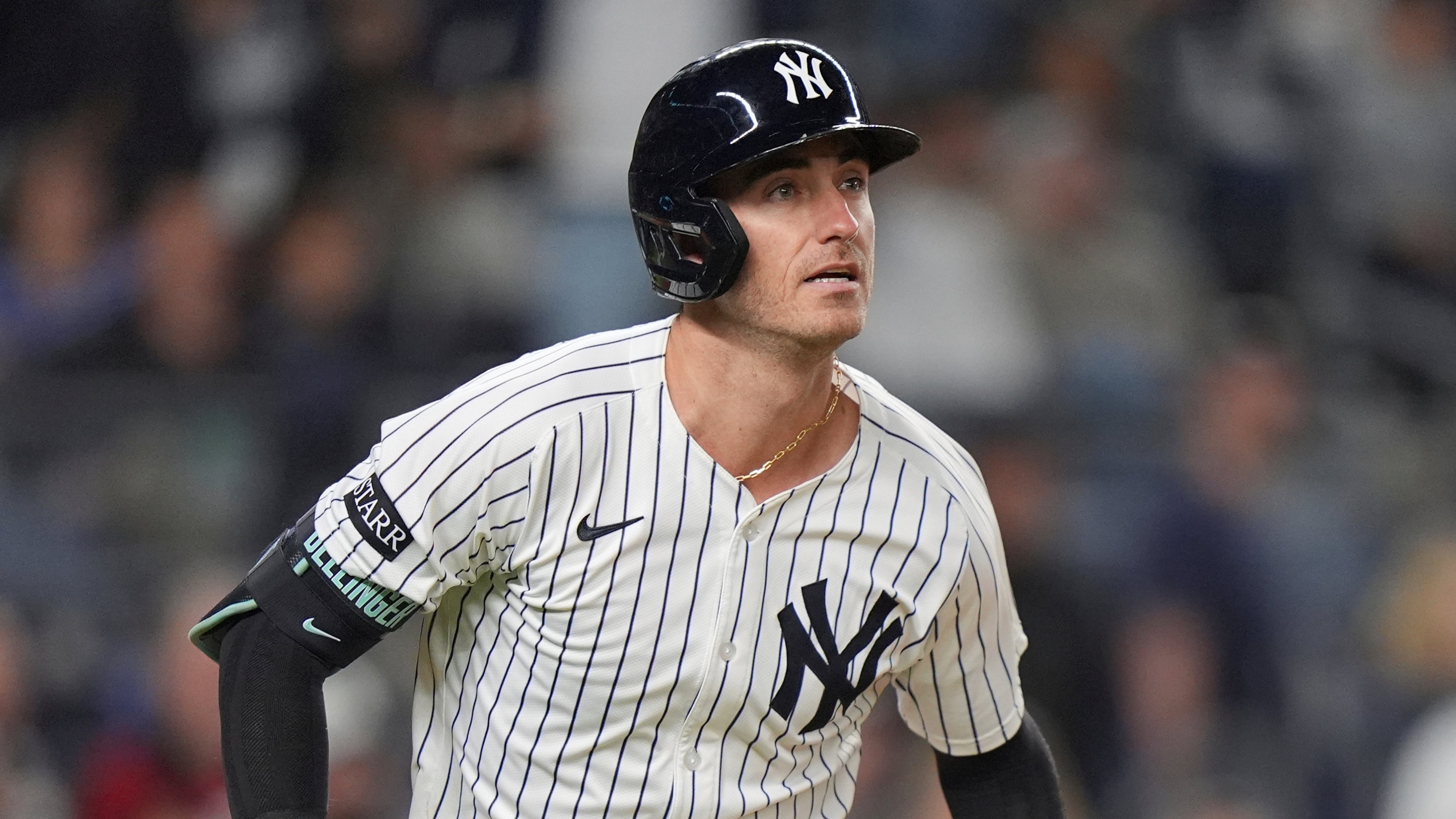 FILE - New York Yankees' Cody Bellinger runs the bases after hitting a home run during the fourth inning of a baseball game against the Detroit Tigers Tuesday, Sept. 9, 2025, in New York. (AP Photo/Frank Franklin II, File)