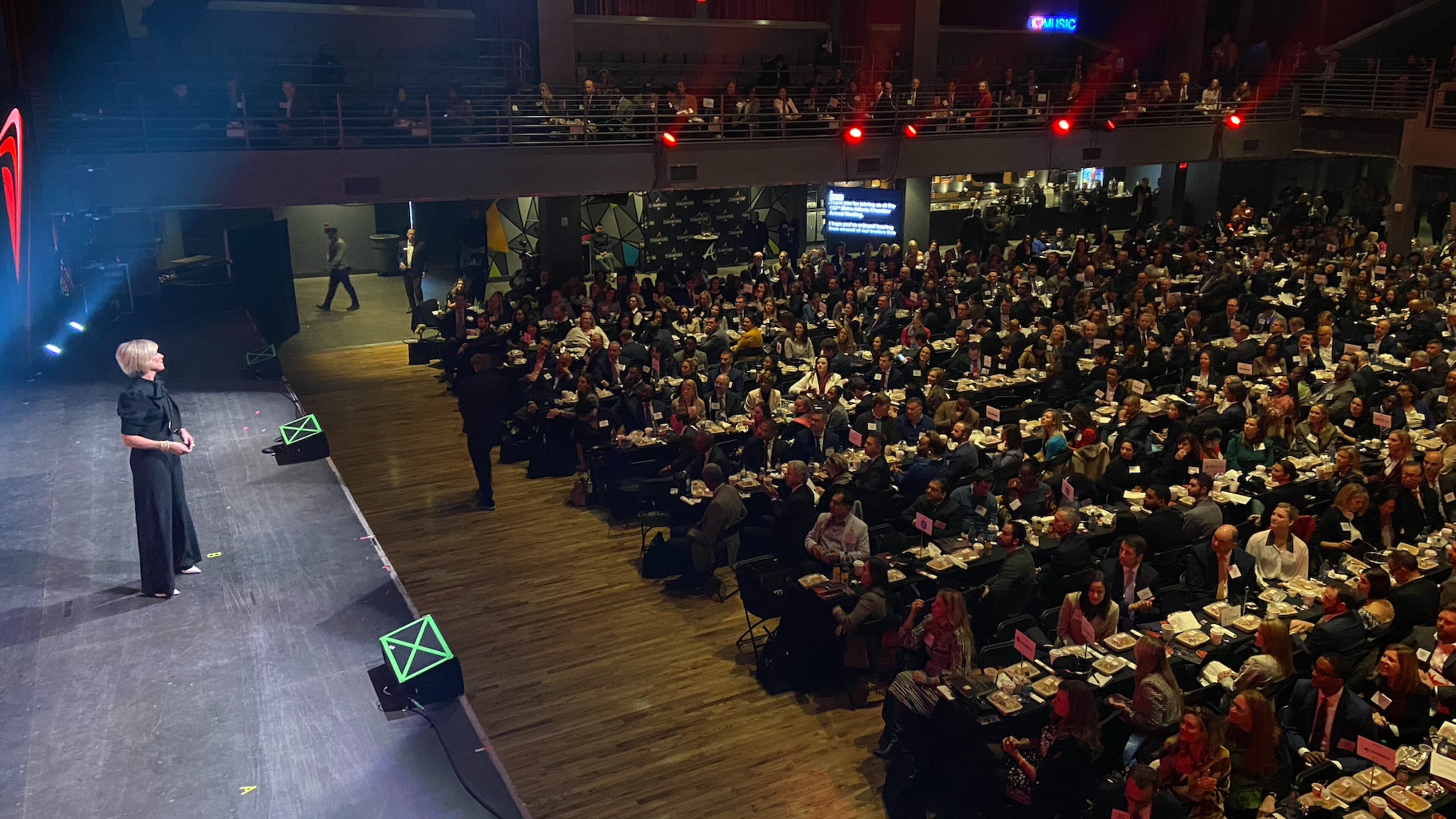 Katie Kirkpatrick, Metro Atlanta Chamber CEO, spoke at the Coca-Cola Roxy on Nov. 17 at the chamber's 163rd annual meeting.