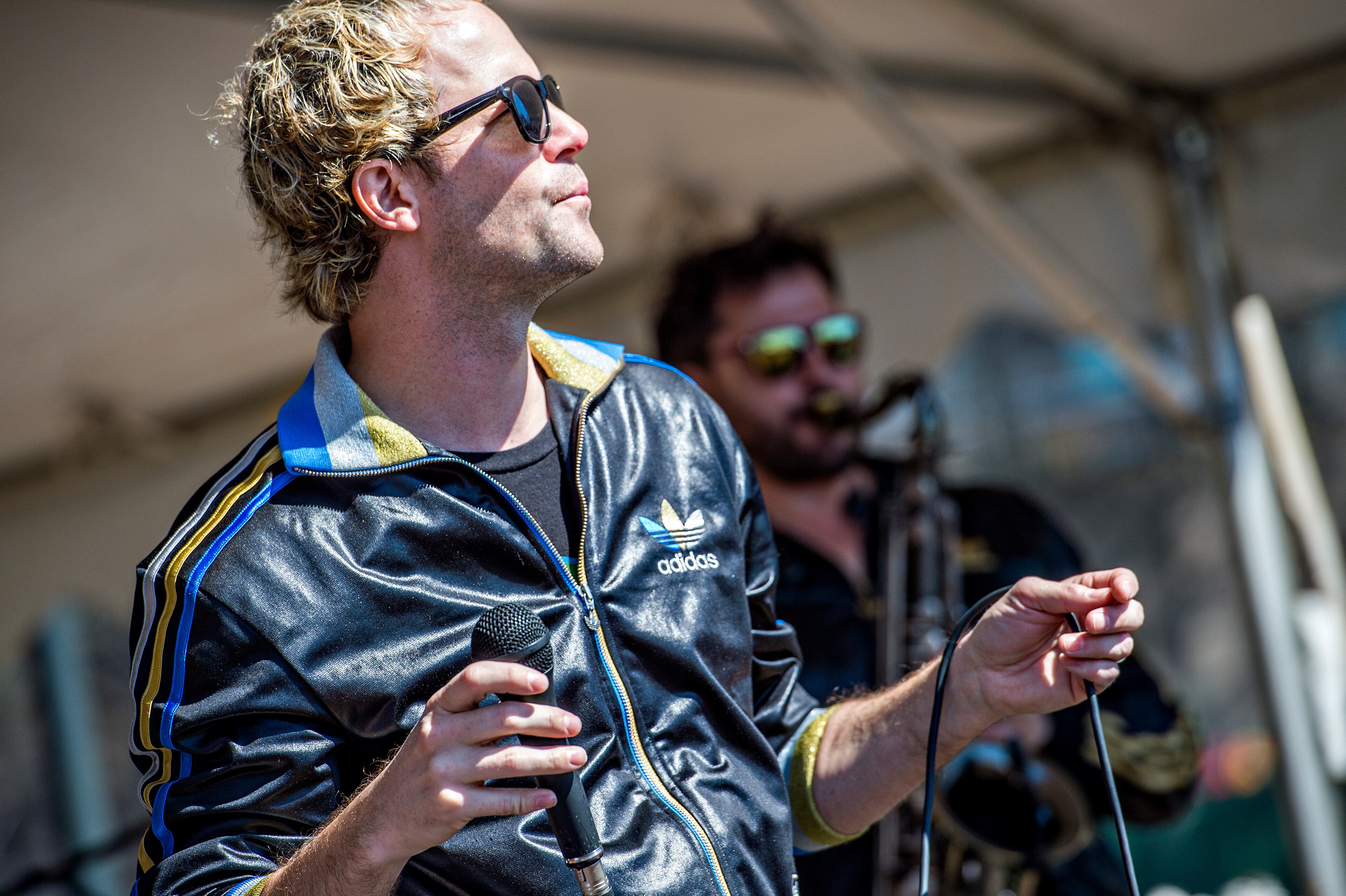 Electric Avenue's Kevin Spencer (left) and Jordan Shalhoup perform on stage during the Atlanta Brunch Festival at Fourth Ward Park in Atlanta on Saturday, March 5, 2016. JONATHAN PHILLIPS / SPECIAL