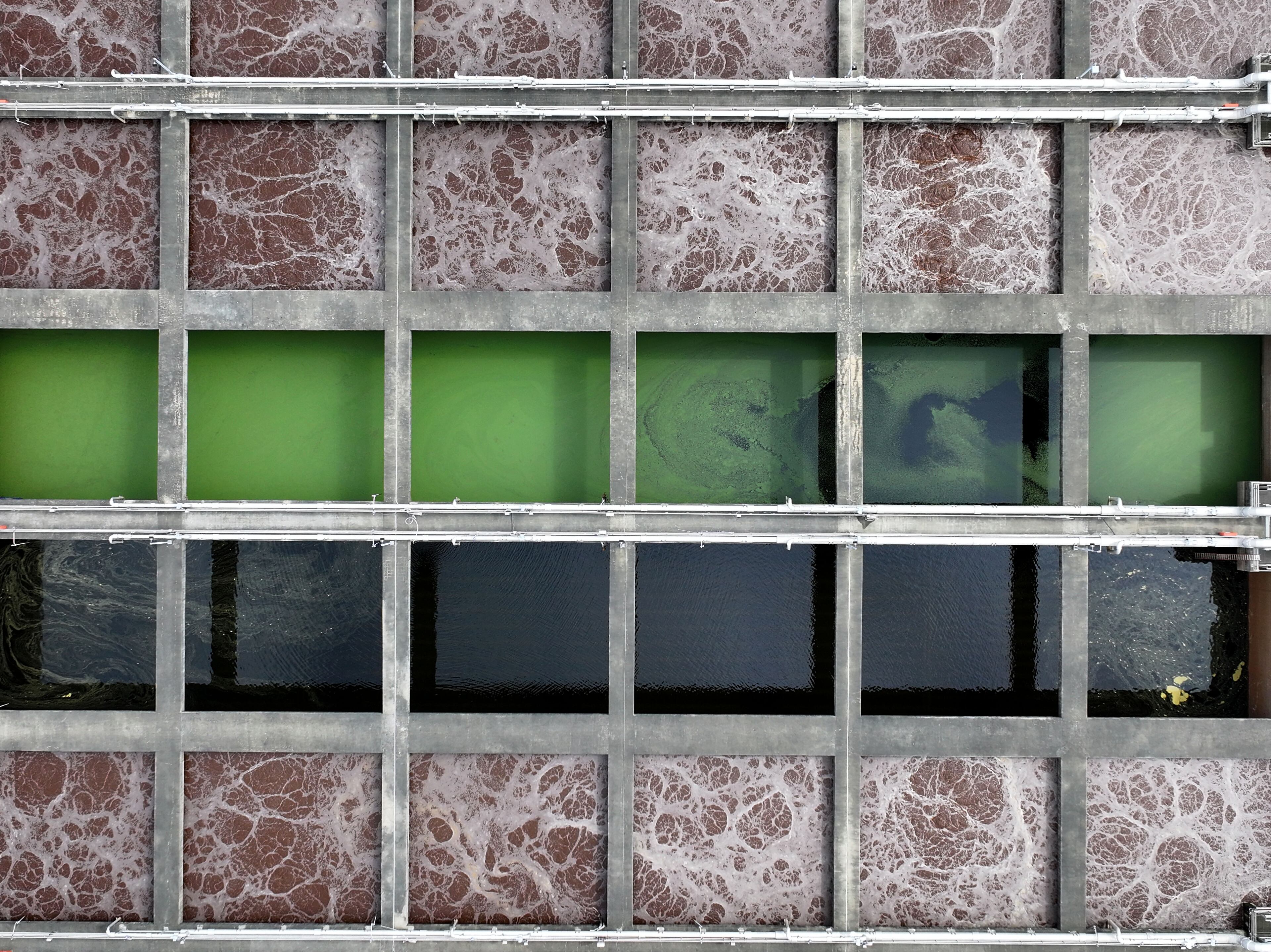 This aerial photo shows R.L. Sutton Water Reclamation Facility, where Cobb County is preparing to redesign the incinerators. (Hyosub Shin/AJC)
