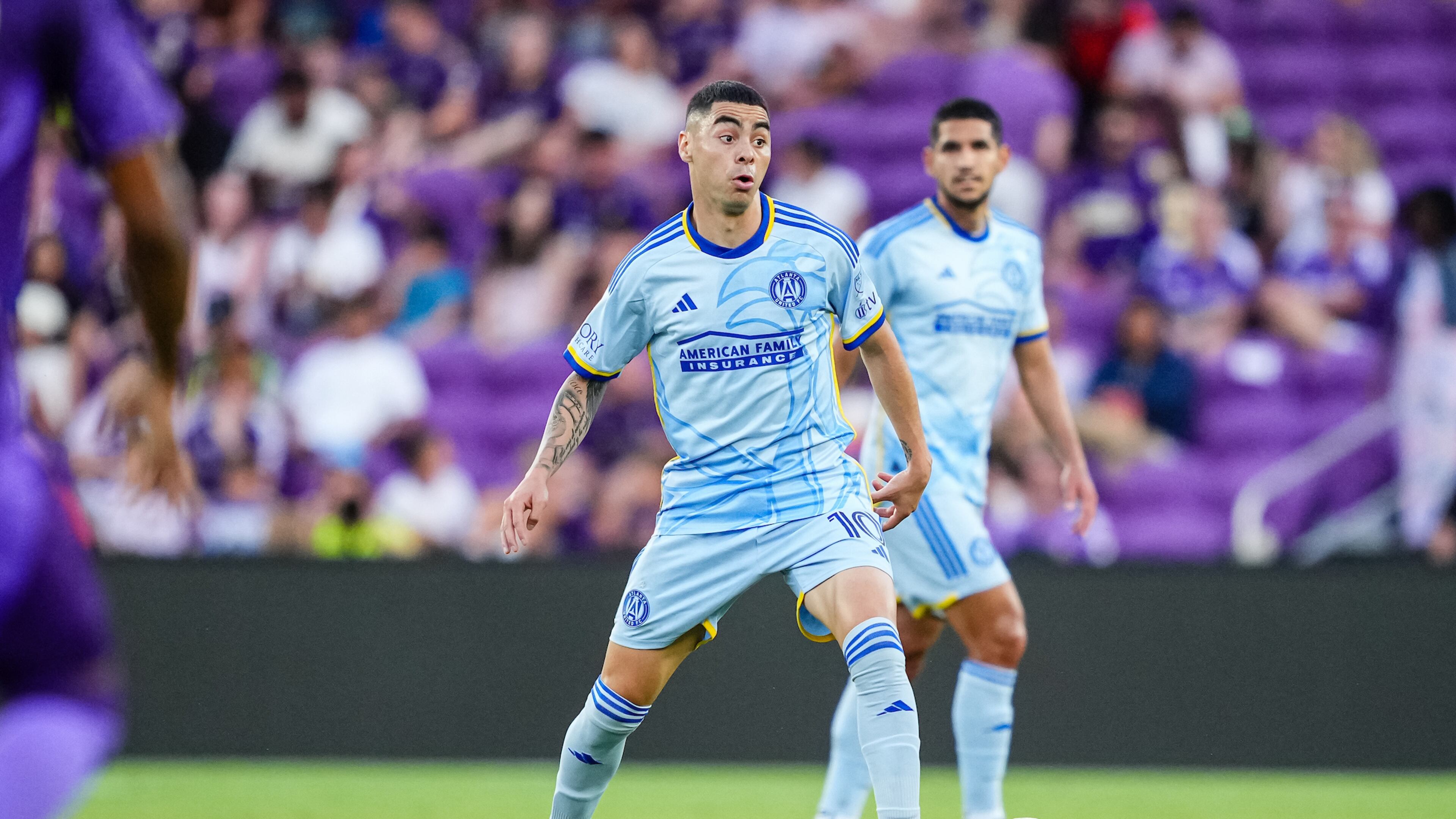 Atlanta United forward Miguel Almirón #10 during the match against the Orlando City at Inter&Co Stadium in Orlando, FL on Saturday April 26, 2025. (Photo by Mitch Martin/Atlanta United)