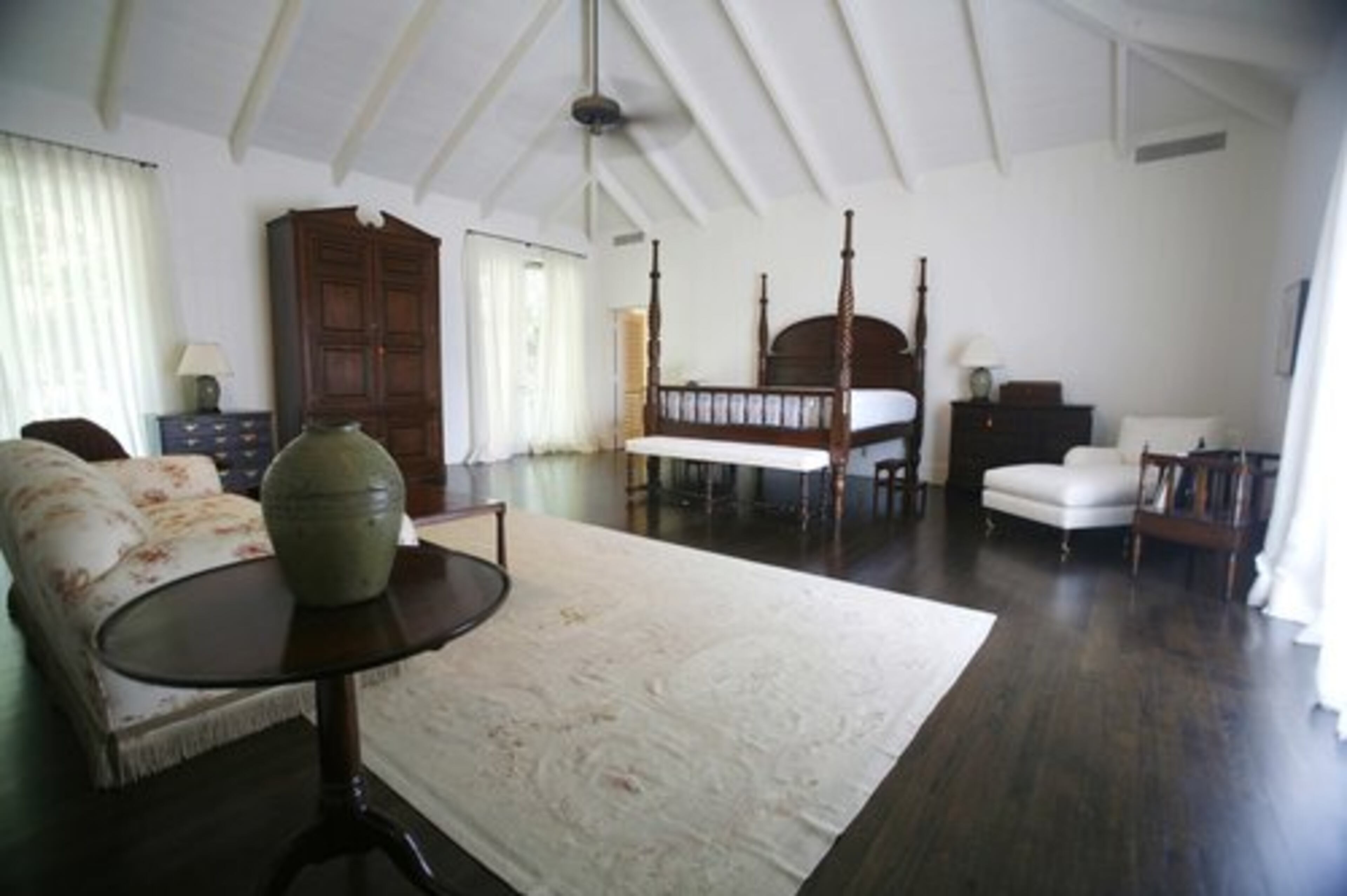 This photo taken Tuesday Sept. 8, 2009 shows a tall, step-up bed sitting in the master bedroom of Bernard Madoff's Palm Beach, Fla. home. The house will be sold at public auction.