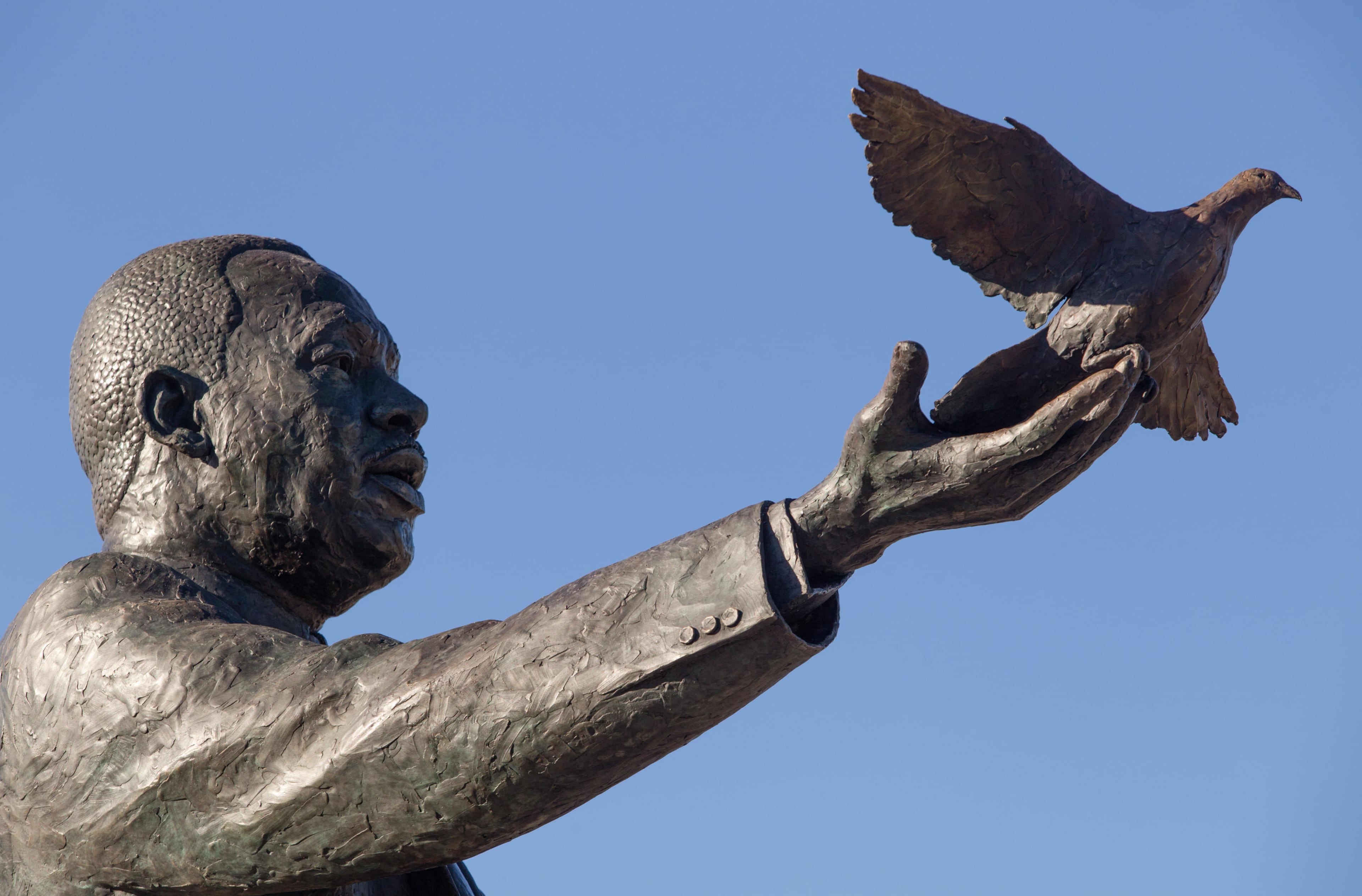 City of Atlanta unveiled the bronze statue "Hope Moving Forward" in 2021 near the intersection of Northside Drive and MLK Jr Drive. (Jenni Girtman for The Atlanta Journal Constitution)