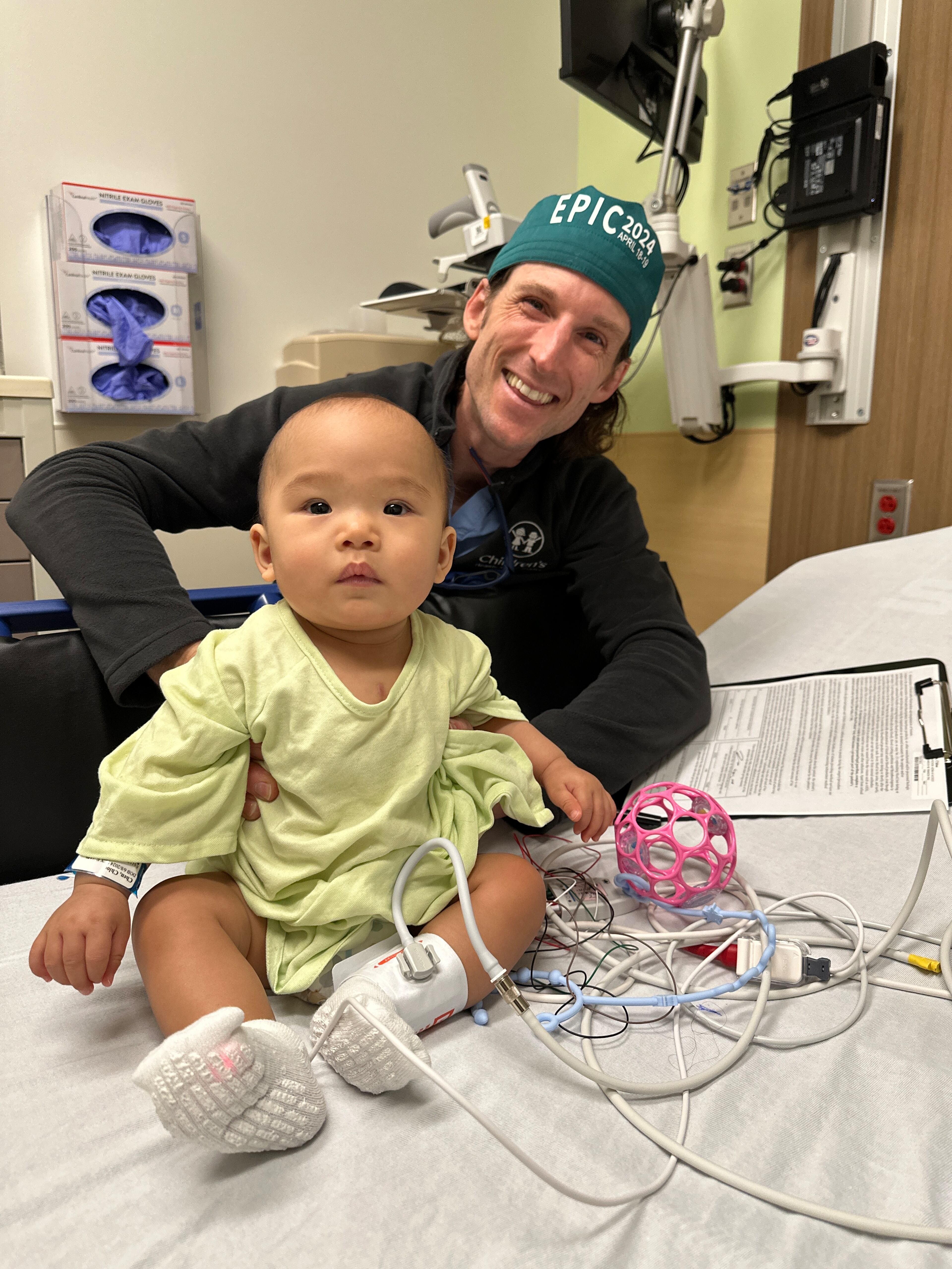 Chloe pictured during one of her hospital visits with Dr. Allen Ligon, a pediatric cardiologist at Children’s Healthcare of Atlanta. (Photo provided by Children’s Healthcare of Atlanta)