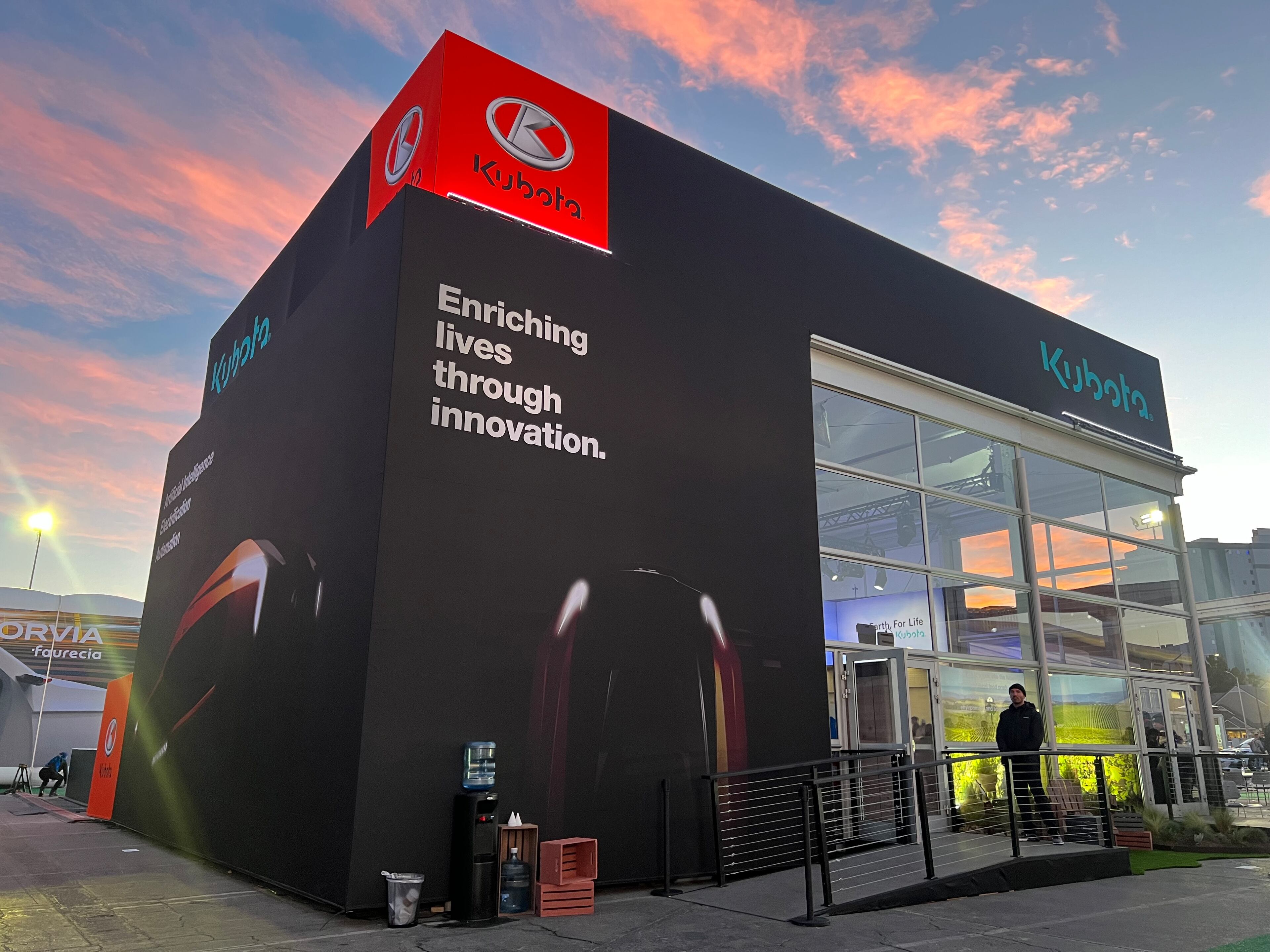 Kubota, a Japanese tractor marker with a manufacturing plant in Gainesville, Georgia, showed its New Agri Concept electric multi-purpose vehicle at a large outdoor booth at the international CES 2024 tech show in Las Vegas January 9-12, 2024.