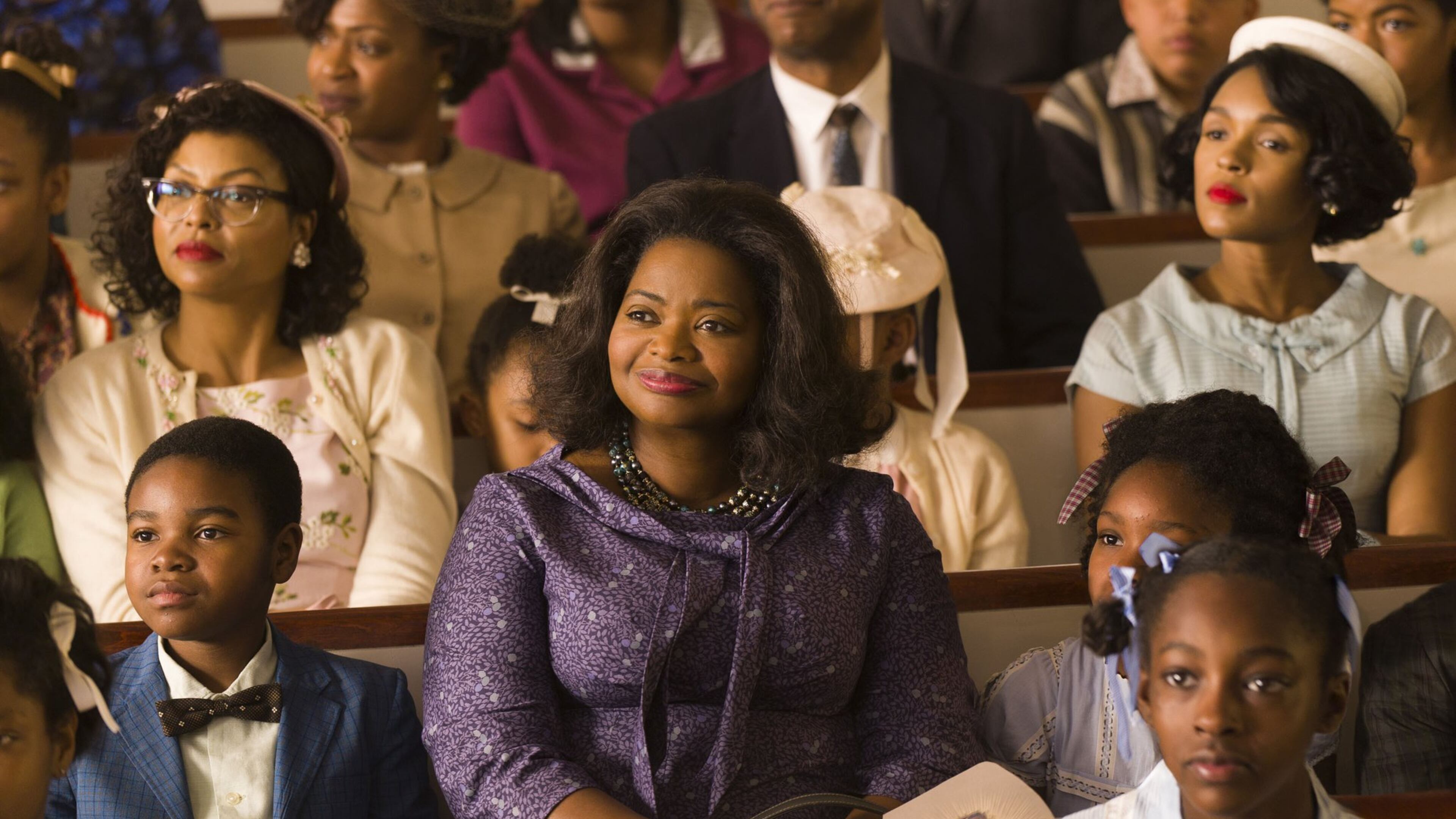 Taraji P. Henson, background left, Octavia Spencer, center, and Janelle Monae, background right, star in “Hidden Figures.” Contributed by Hopper Stone/Twentieth Century Fox