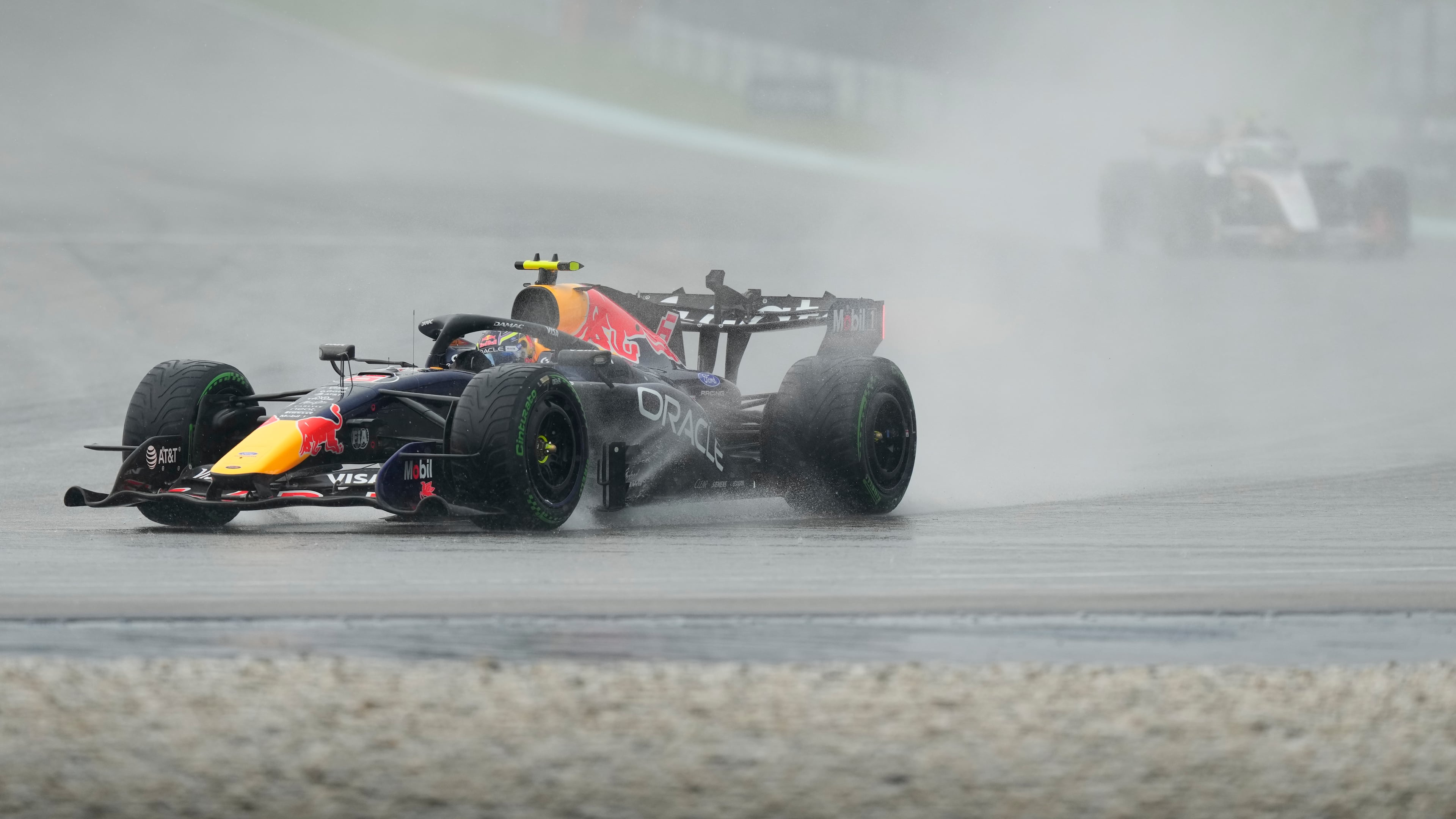 Red Bull driver Isack Hadjar of France steers his car during the formation lap prior to the start of the Bahrain Grand Prix in Sepang, Malaysia, Sunday, Oct. 4, 2026. (AP Photo/Aijaz Rahi)