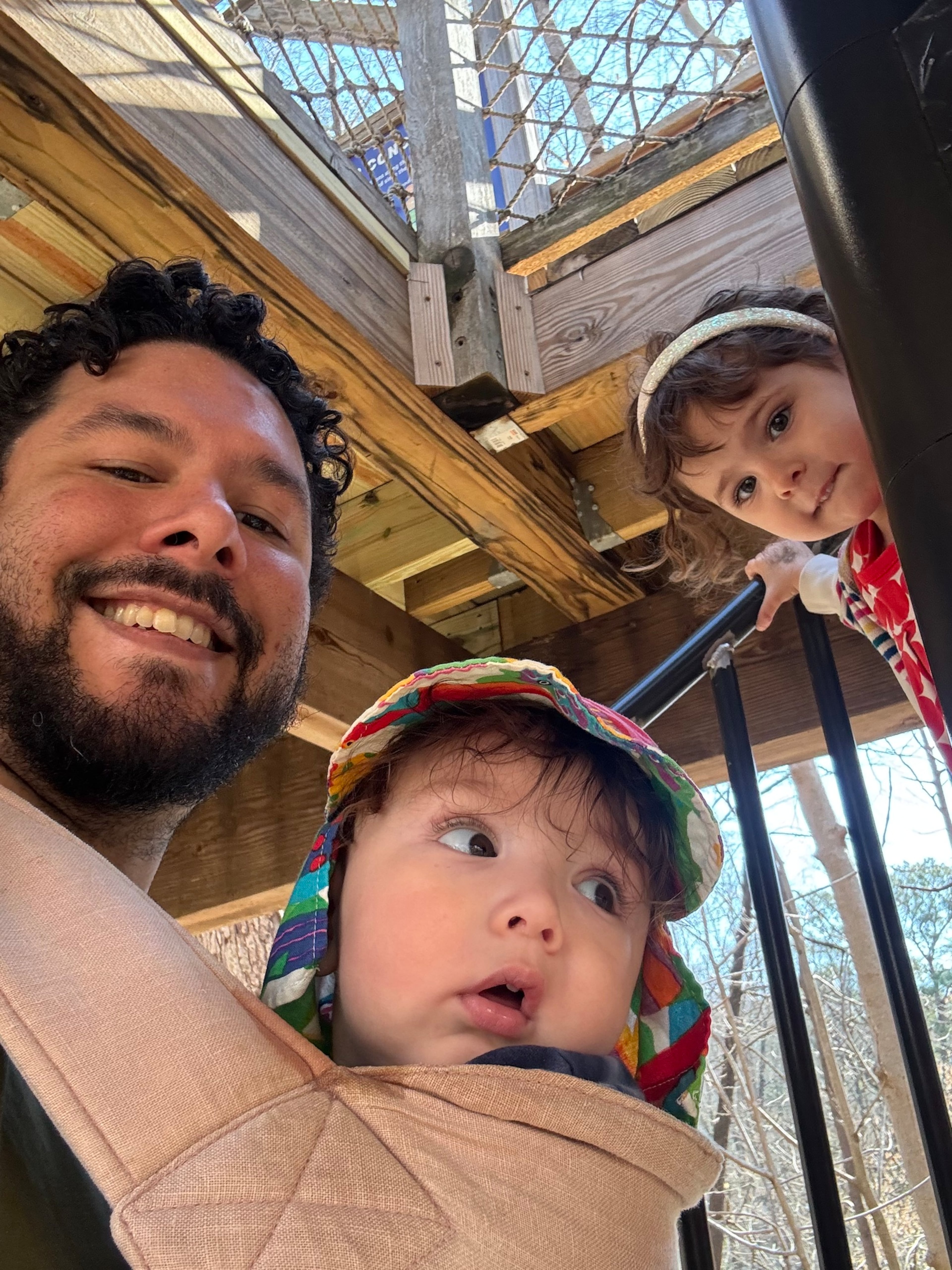 Franco Maria Castillo — with his son, Leo, and daughter, Luca — organized a group of dads who chat and hang out while their kids play. (Courtesy of Franco Maria Castillo)