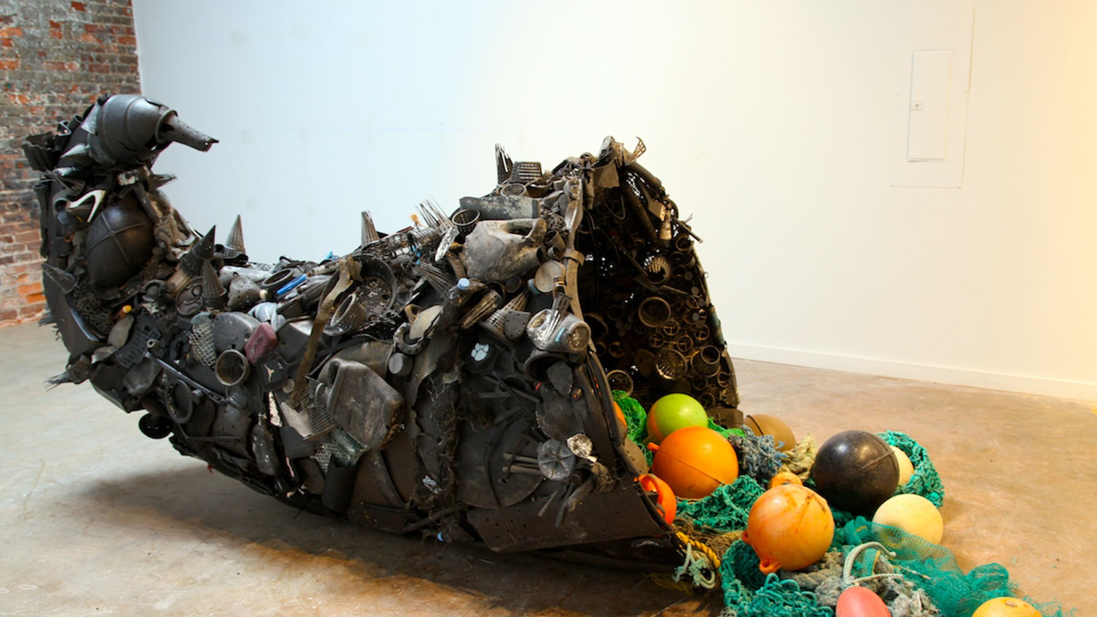 Atlanta artist Pam Longobardi’s “Bounty, Pilfered,” sourced from ocean plastic around the world, is featured in a group show, “All Tomorrow’s Parties,” at the recently opened Westside gallery Hathaway David Contemporary.
